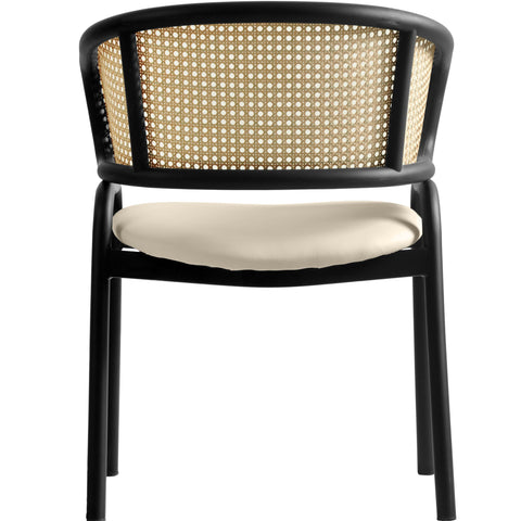 Ervilla Leather Upholstered Dining Armchair With Wicker Back Set of 2