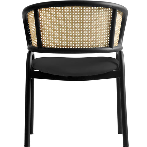 Ervilla Leather Upholstered Dining Armchair With Wicker Back Set of 2