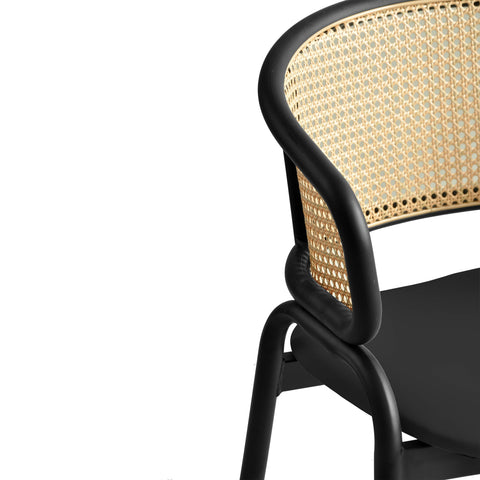 Ervilla Leather Upholstered Dining Armchair With Wicker Back Set of 2