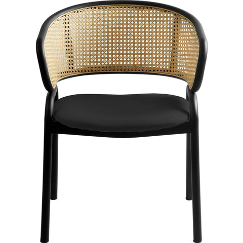 Ervilla Leather Upholstered Dining Armchair With Wicker Back Set of 2