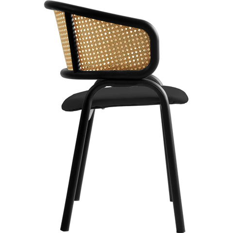 Ervilla Leather Upholstered Dining Armchair With Wicker Back Set of 2