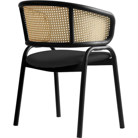 Ervilla Leather Upholstered Dining Armchair With Wicker Back Set of 2