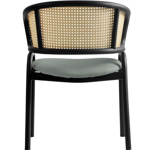Ervilla Leather Upholstered Dining Armchair With Wicker Back Set of 2