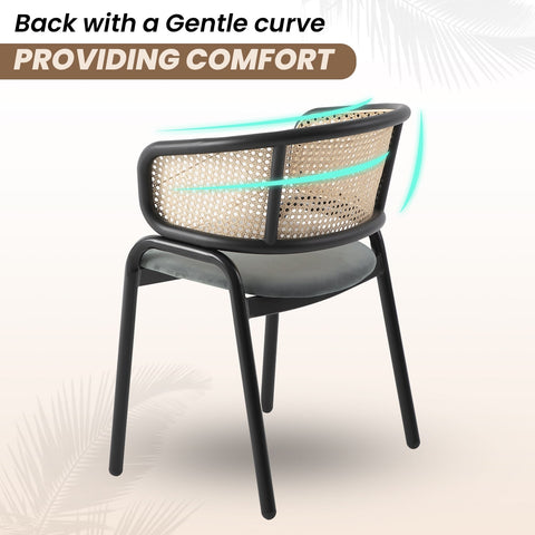 Ervilla Leather Upholstered Dining Armchair With Wicker Back Set of 2