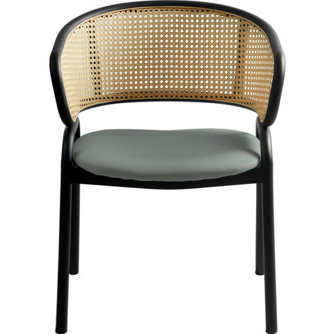 Ervilla Leather Upholstered Dining Armchair With Wicker Back Set of 2