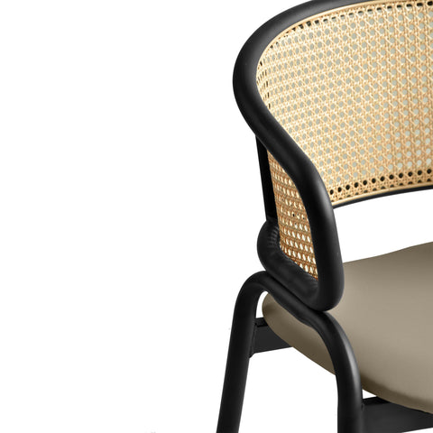 Ervilla Leather Upholstered Dining Armchair With Wicker Back Set of 2