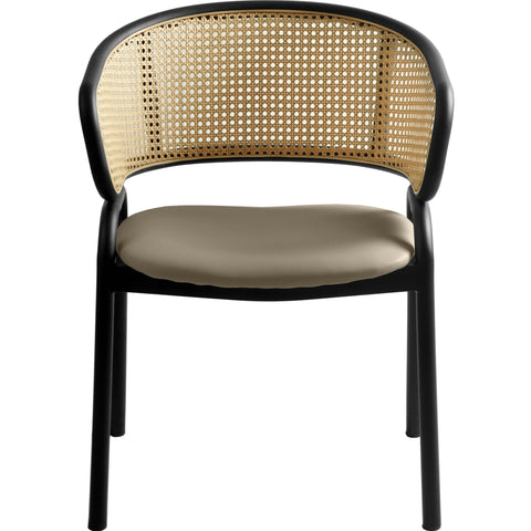 Ervilla Leather Upholstered Dining Armchair With Wicker Back Set of 2