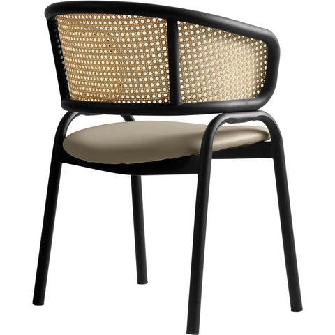 Ervilla Leather Upholstered Dining Armchair With Wicker Back Set of 2