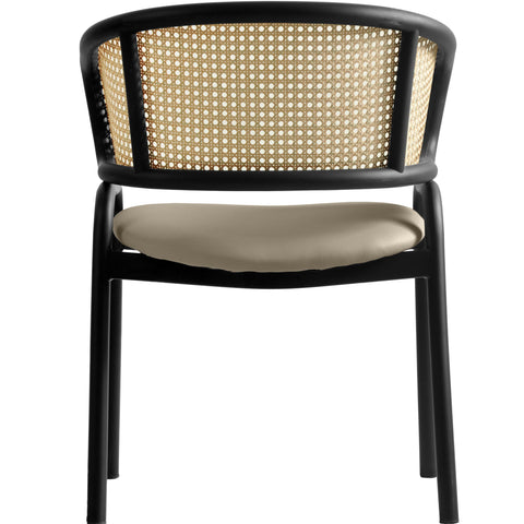 Ervilla Leather Upholstered Dining Armchair With Wicker Back Set of 2