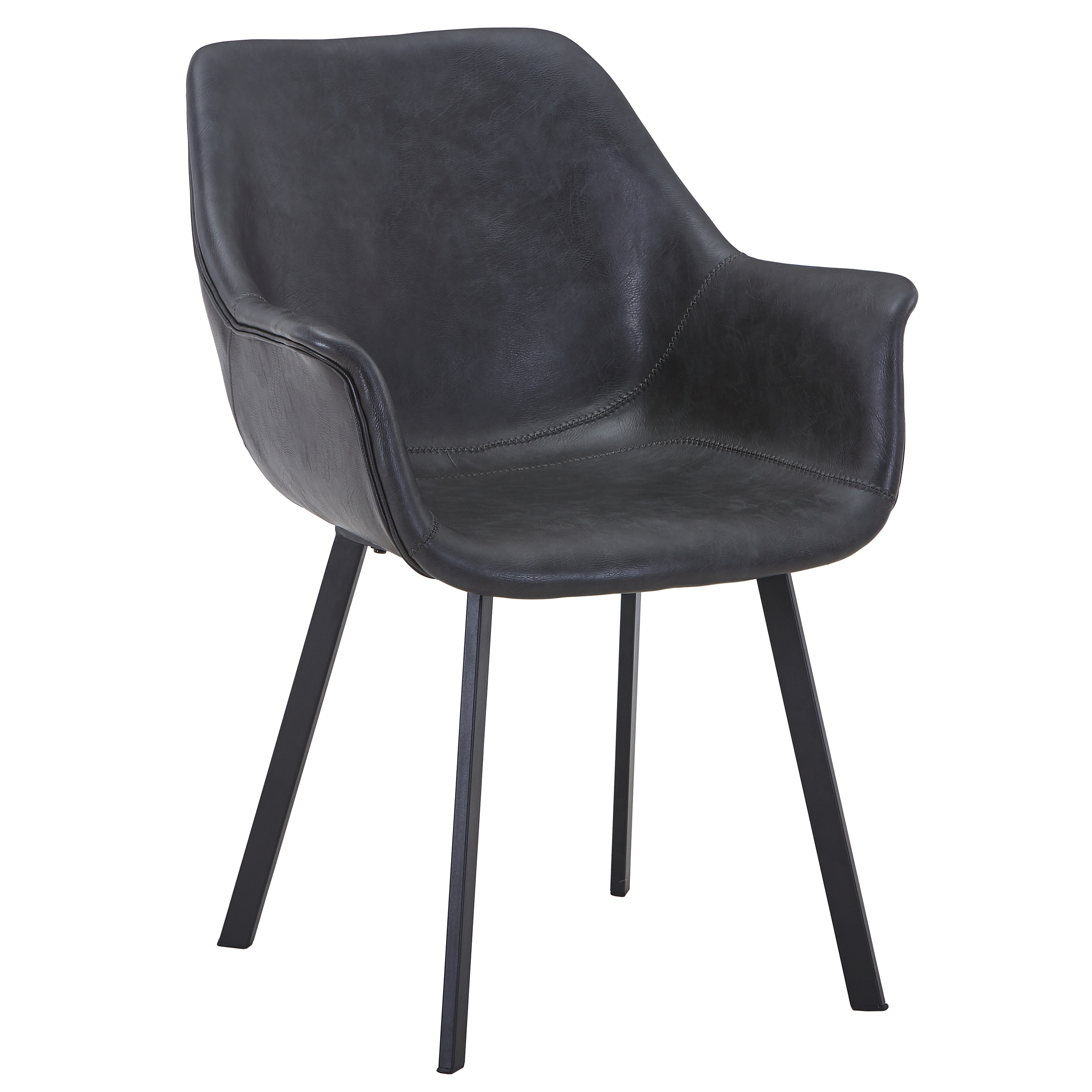 Markley Leather Dining Chair with Powder-Coated Iron Legs