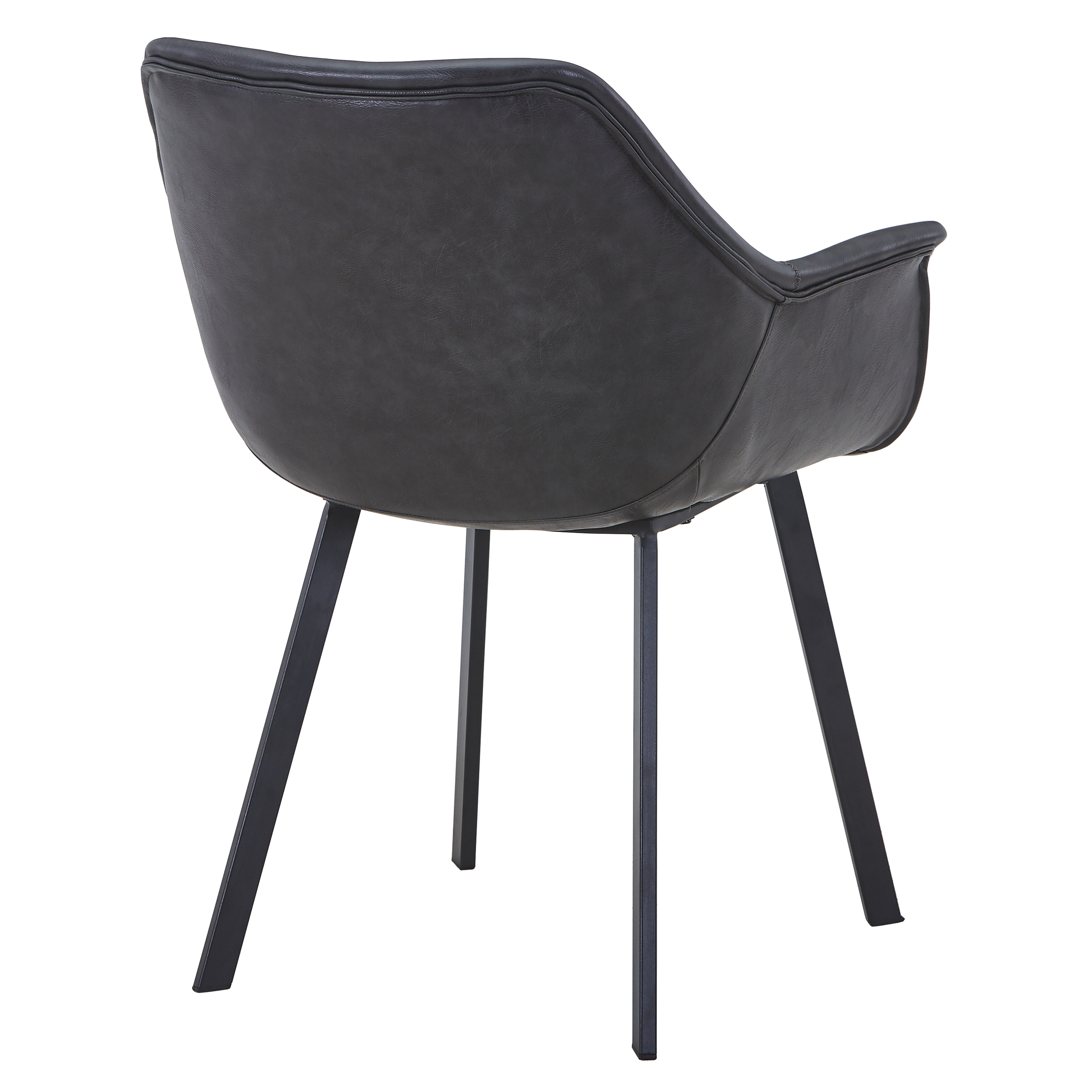 Markley Leather Dining Chair with Powder-Coated Iron Legs