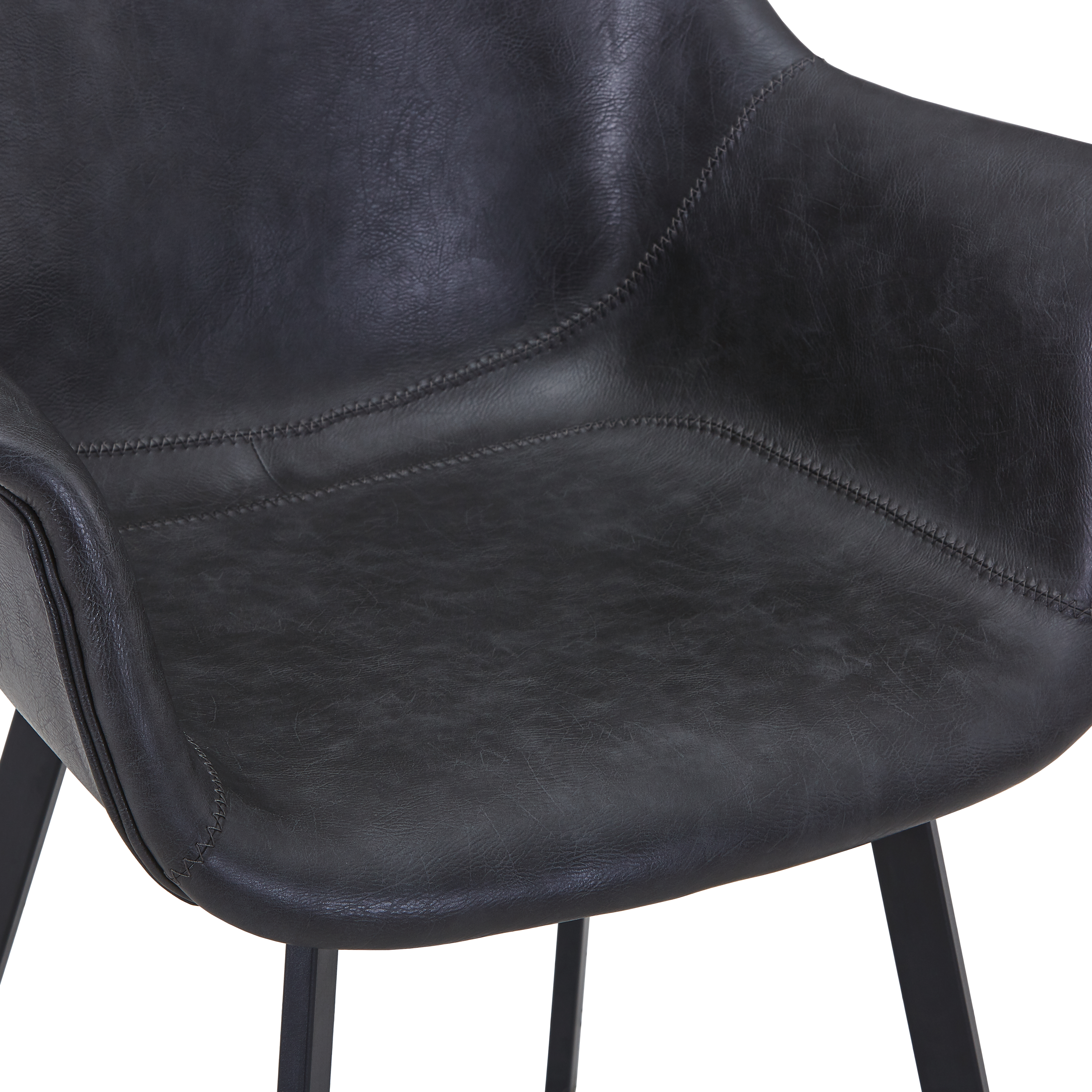 Markley Leather Dining Chair with Powder-Coated Iron Legs