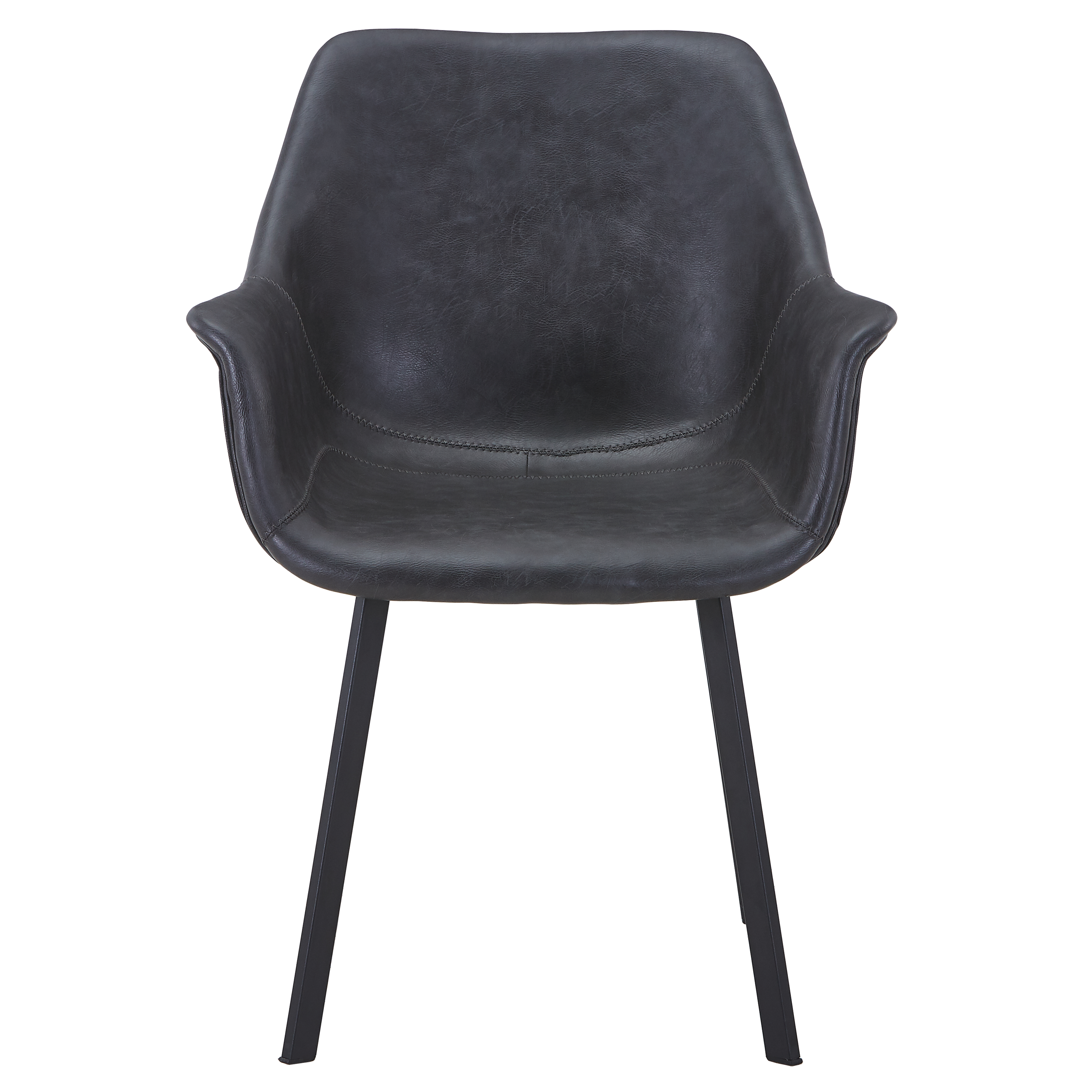 Markley Leather Dining Chair with Powder-Coated Iron Legs