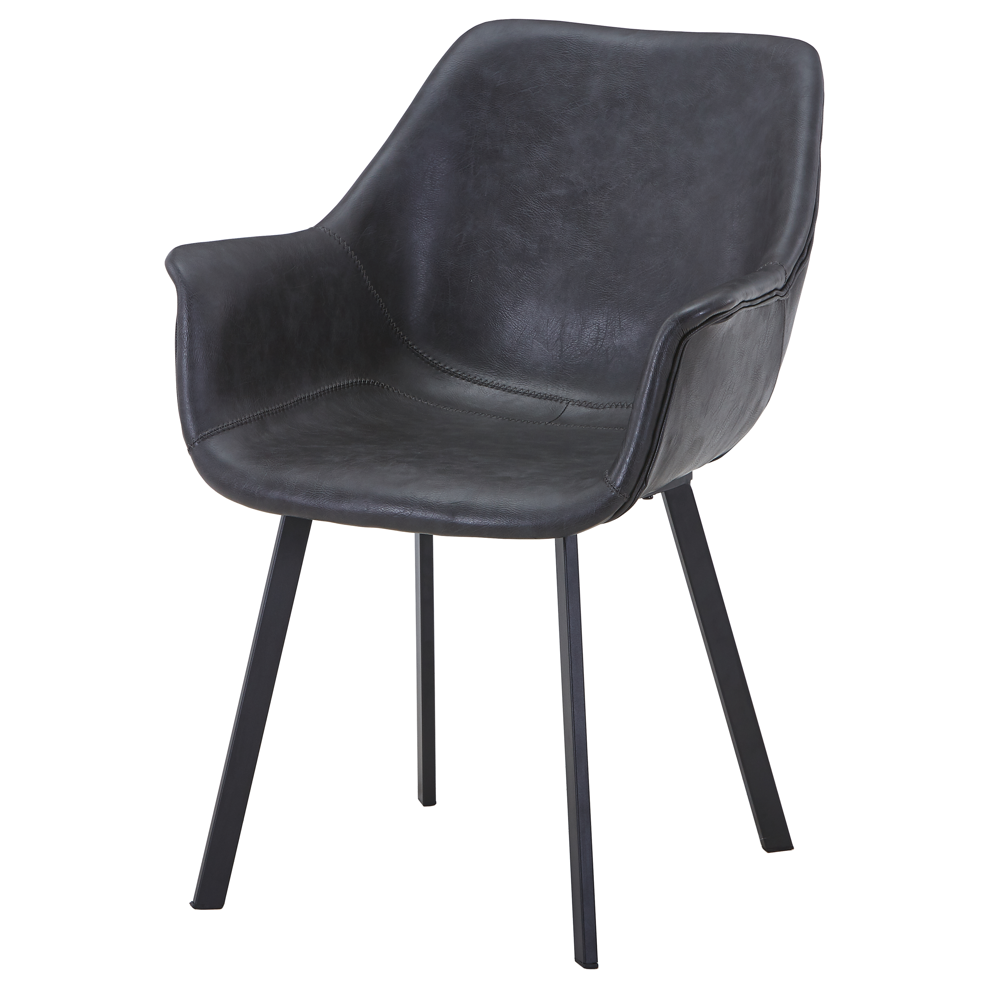 Markley Leather Dining Chair with Powder-Coated Iron Legs