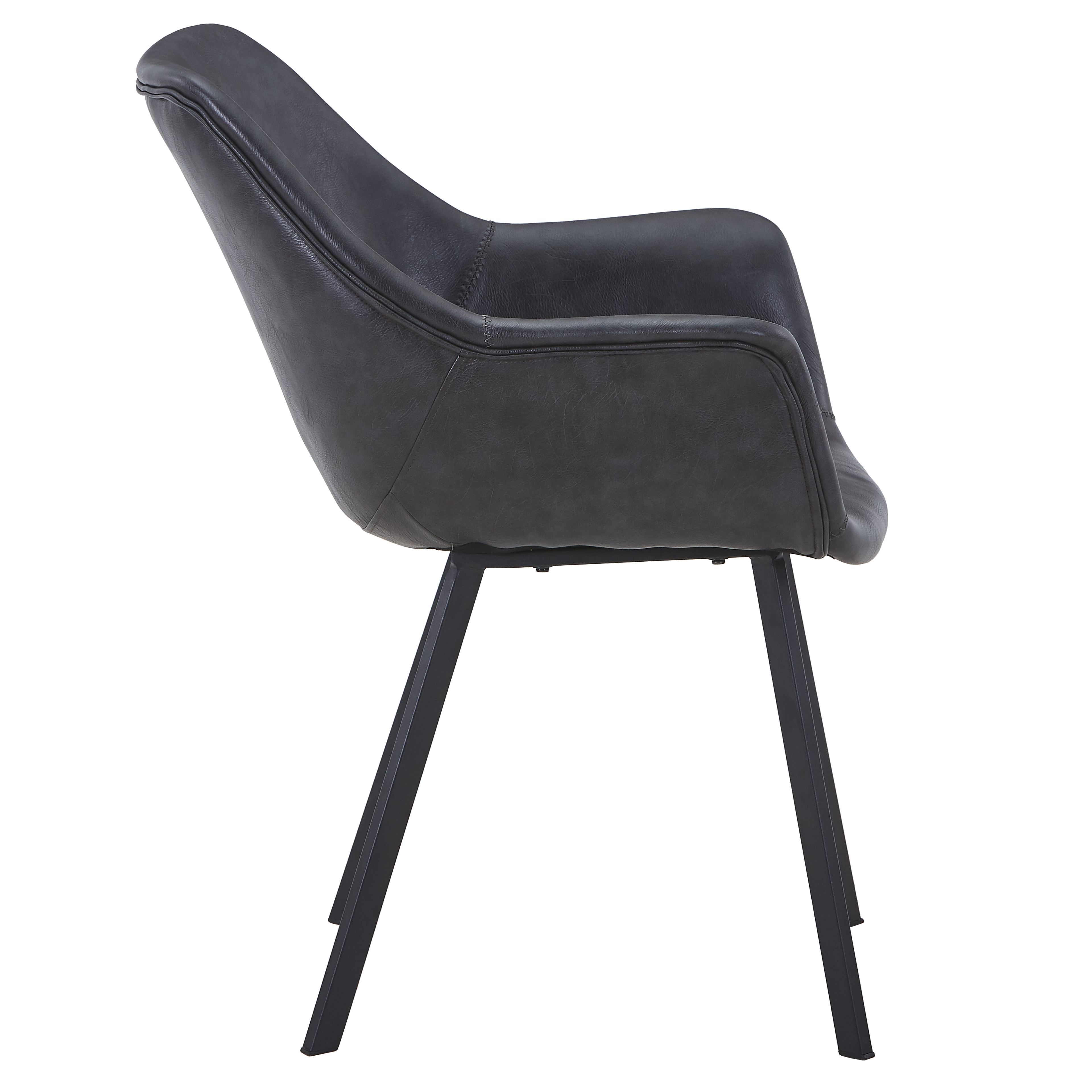 Markley Leather Dining Chair with Powder-Coated Iron Legs