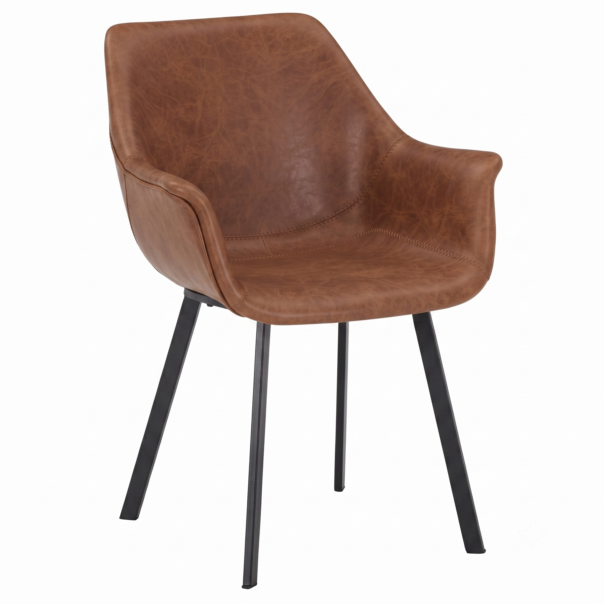 Markley Leather Dining Chair with Powder-Coated Iron Legs