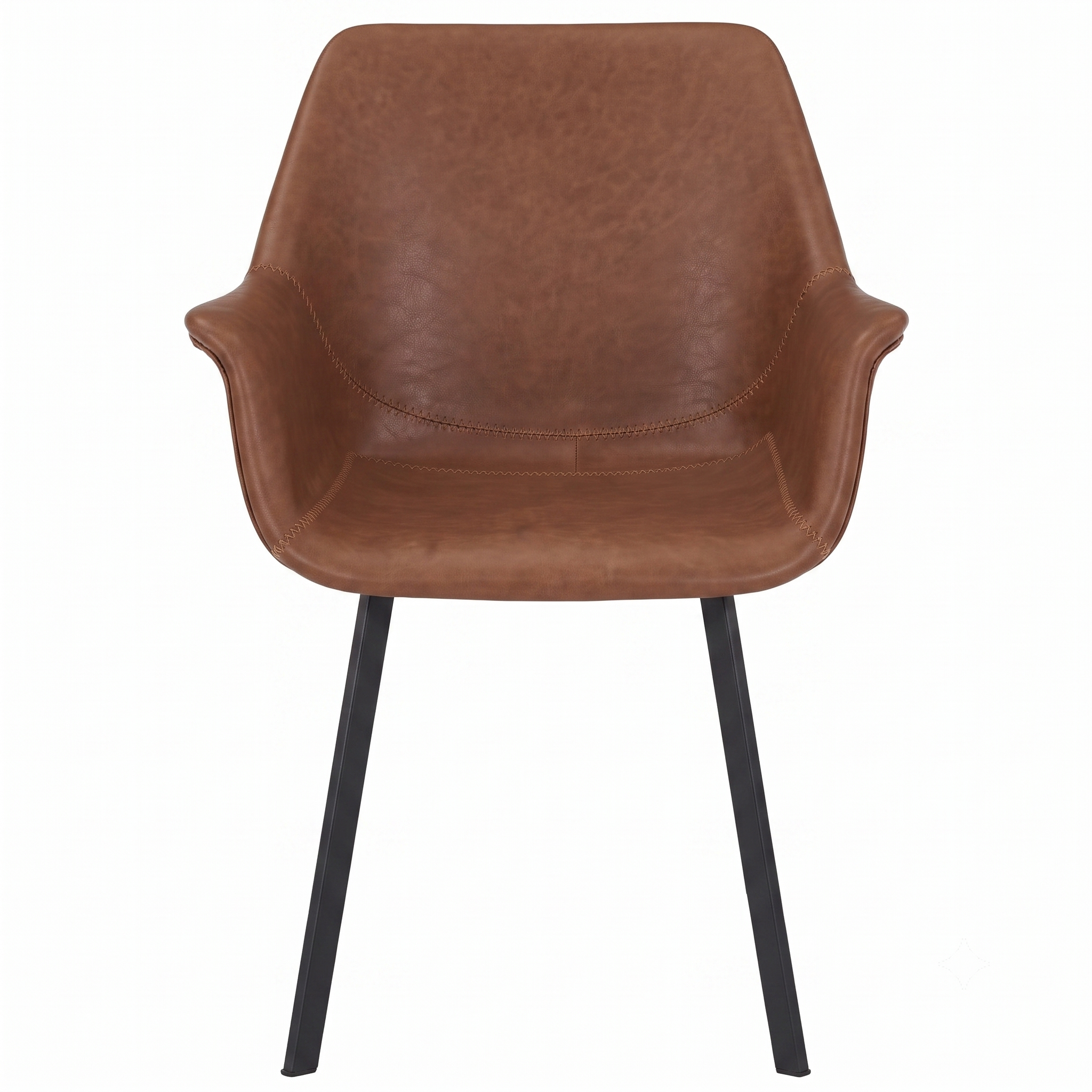 Markley Leather Dining Chair with Powder-Coated Iron Legs
