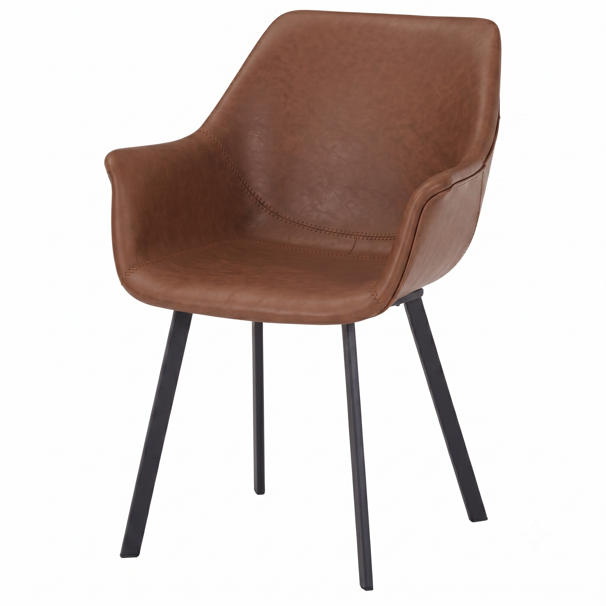 Markley Leather Dining Chair with Powder-Coated Iron Legs