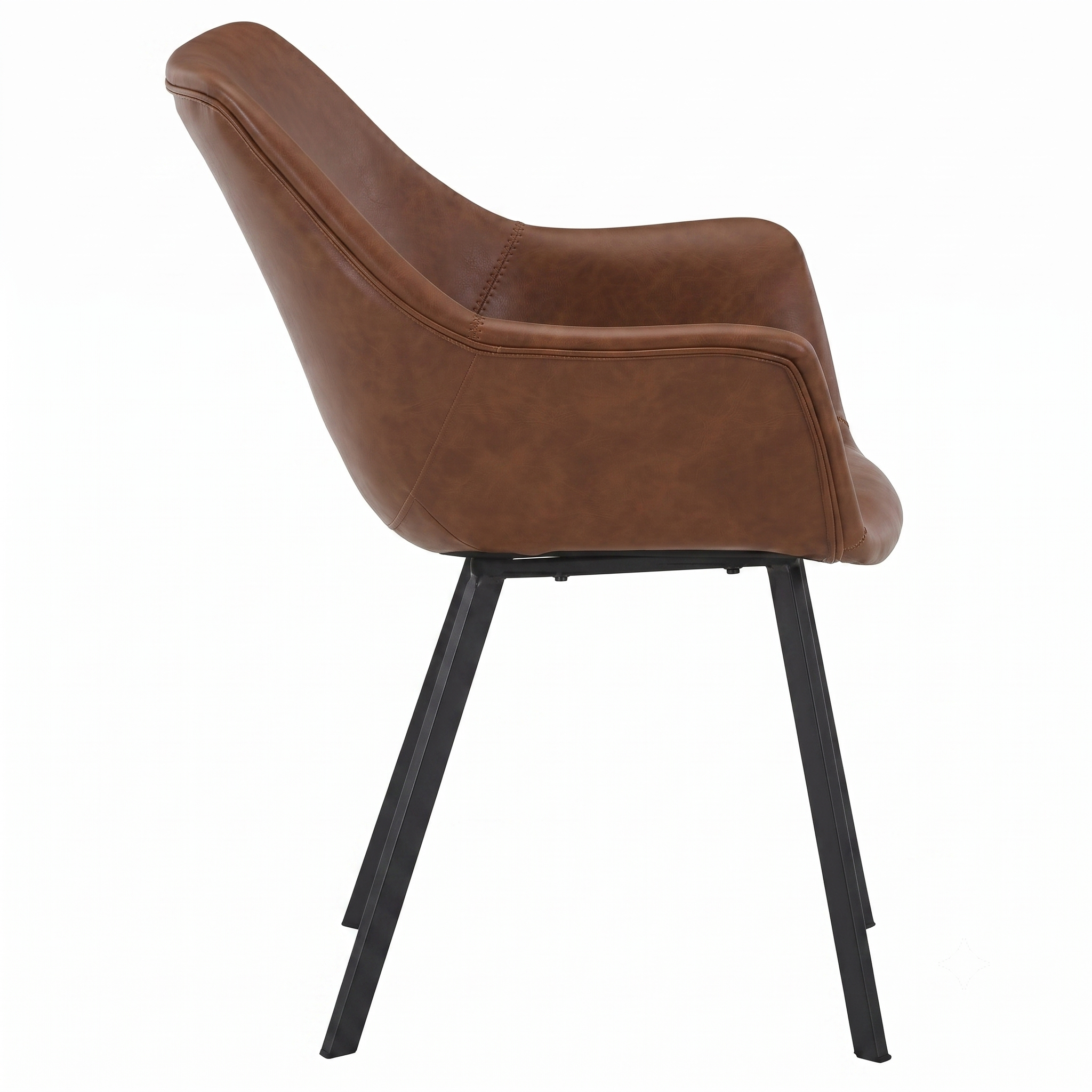 Markley Leather Dining Chair with Powder-Coated Iron Legs
