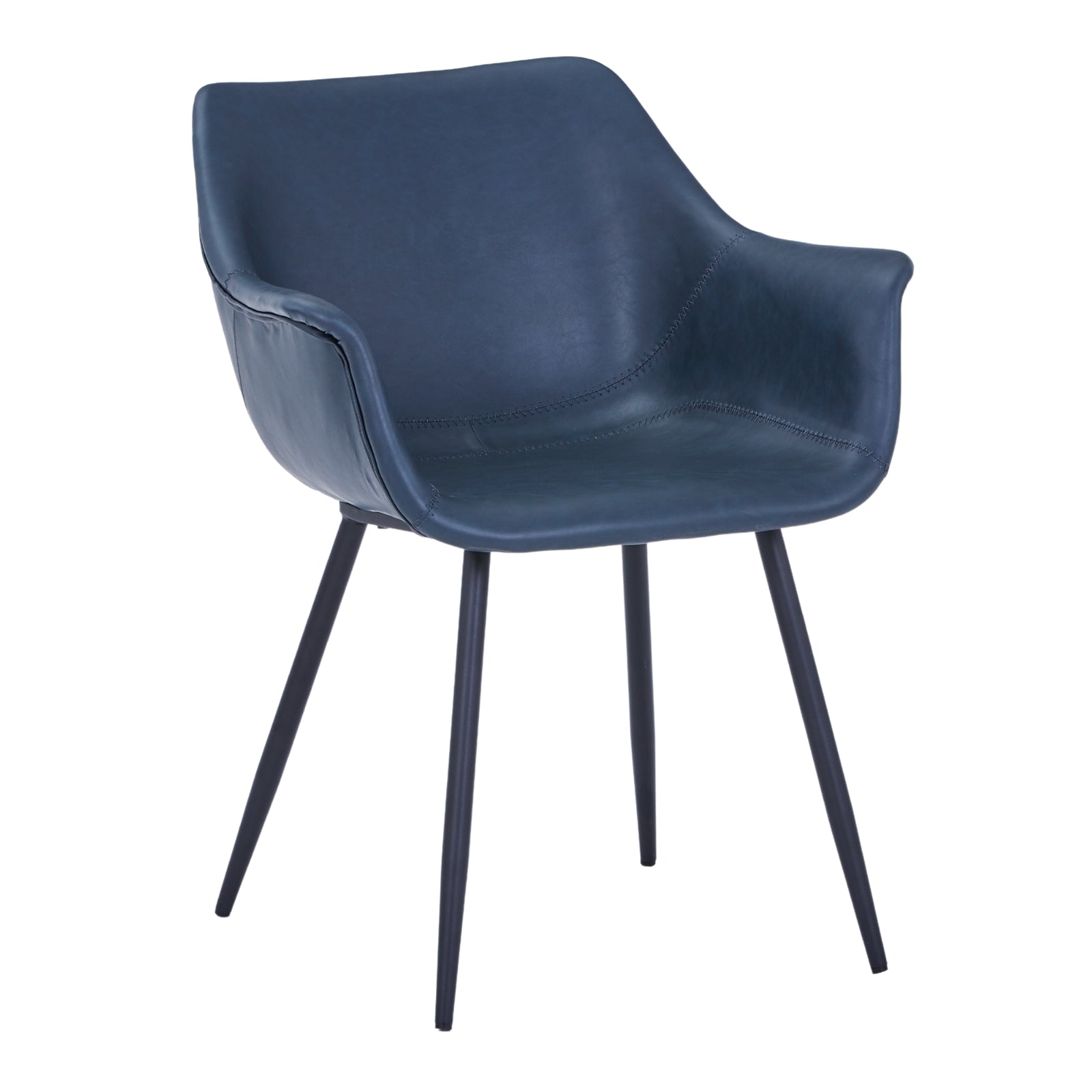 Markley Leather Dining Chair with Powder-Coated Iron Legs