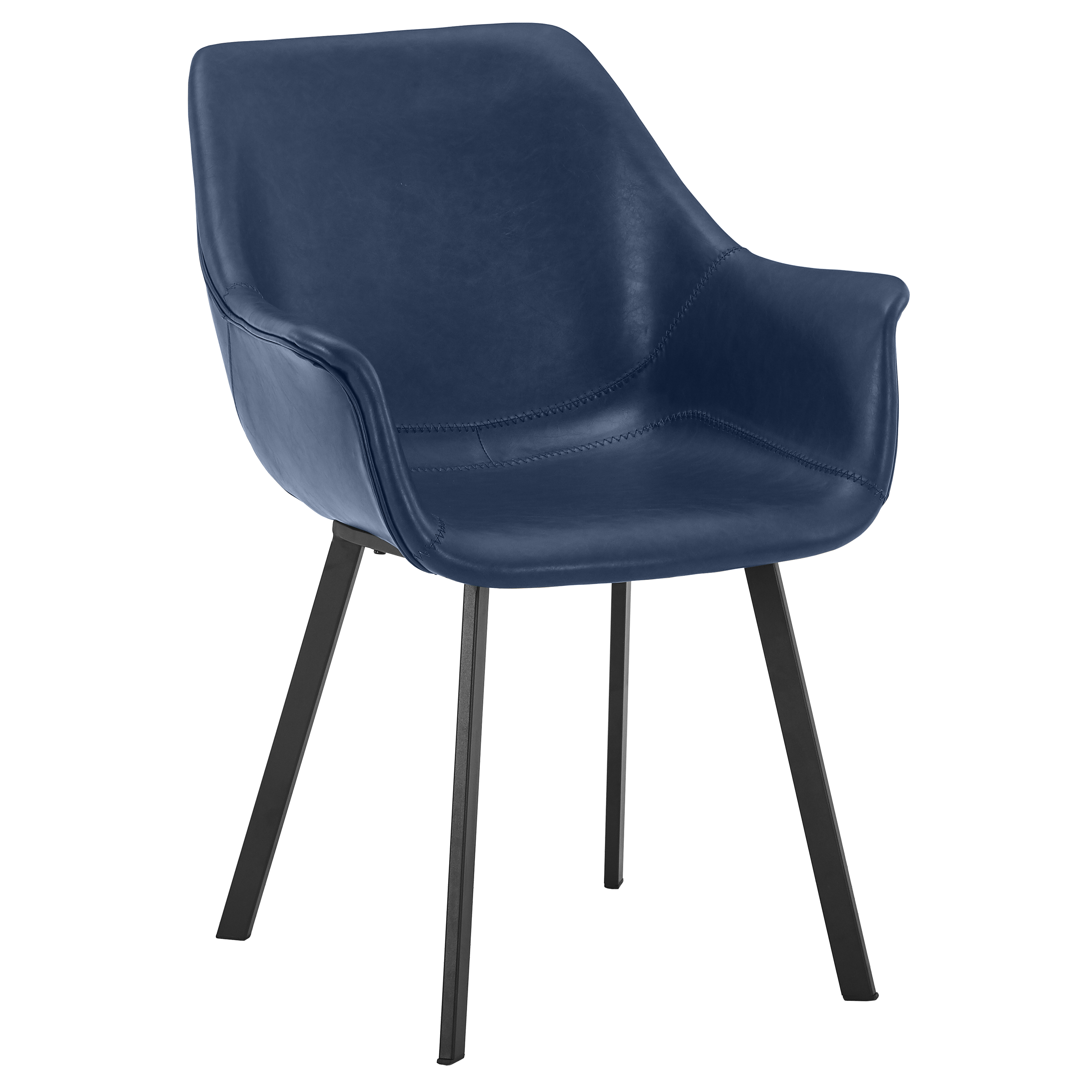 Markley Leather Dining Chair with Powder-Coated Iron Legs