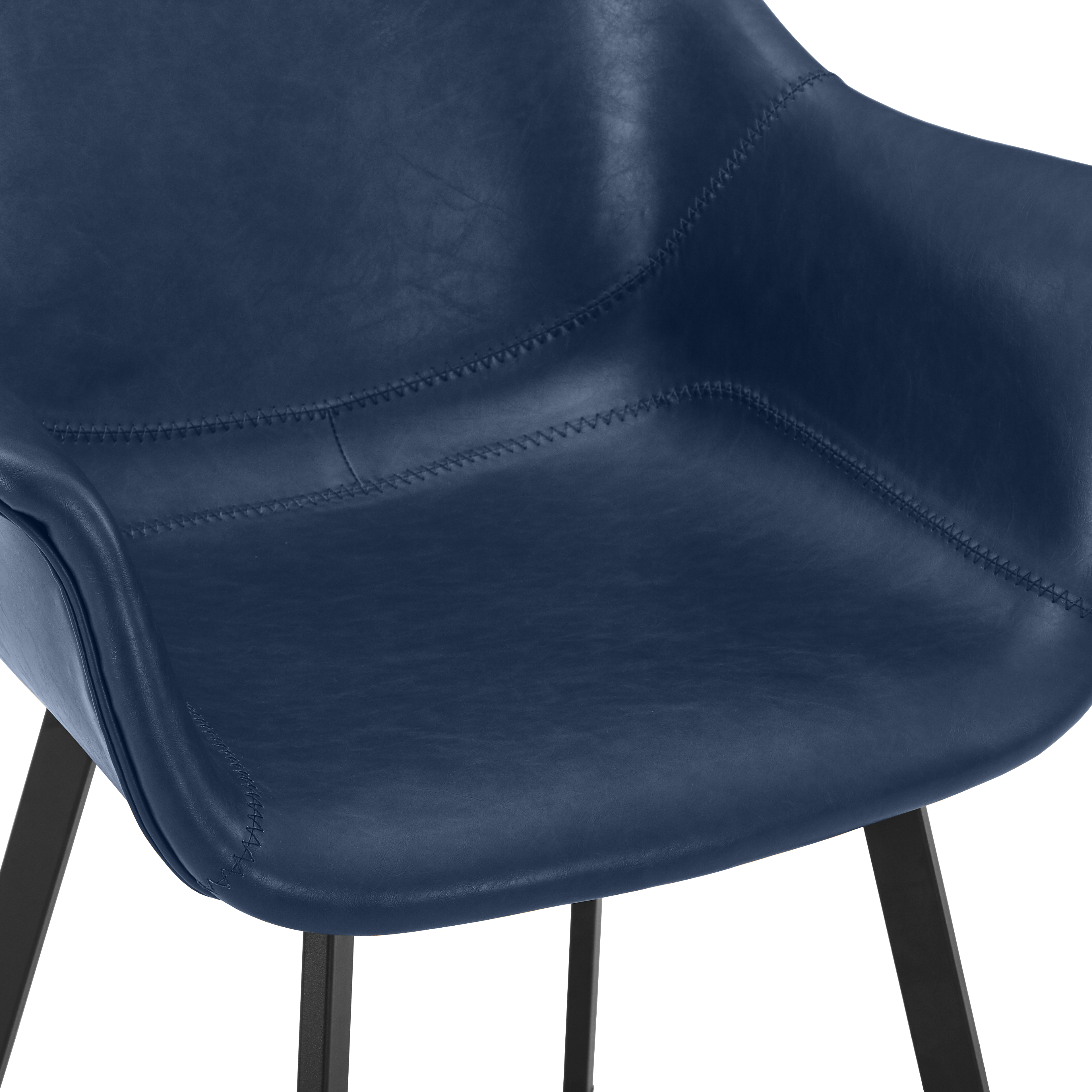 Markley Leather Dining Chair with Powder-Coated Iron Legs