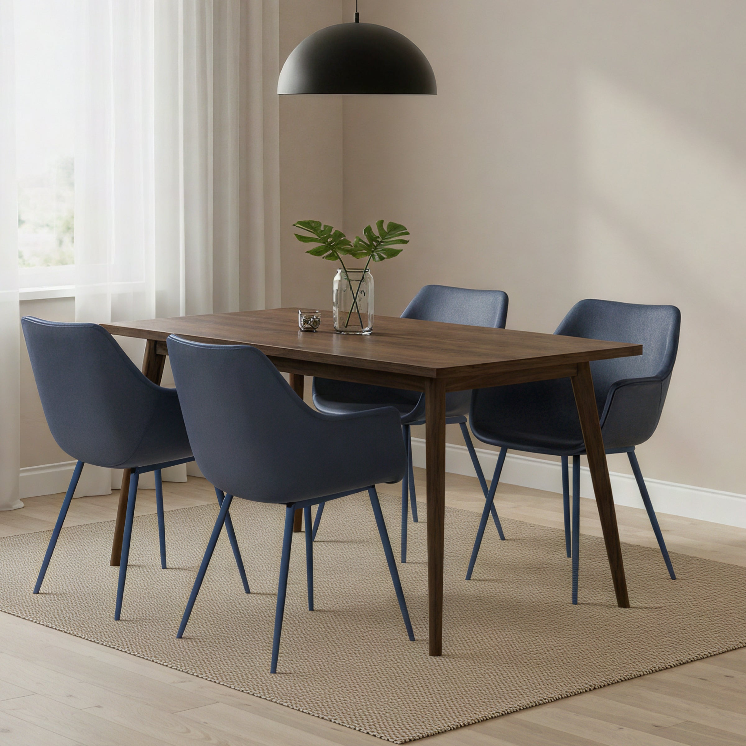 Markley Leather Dining Chair with Powder-Coated Iron Legs