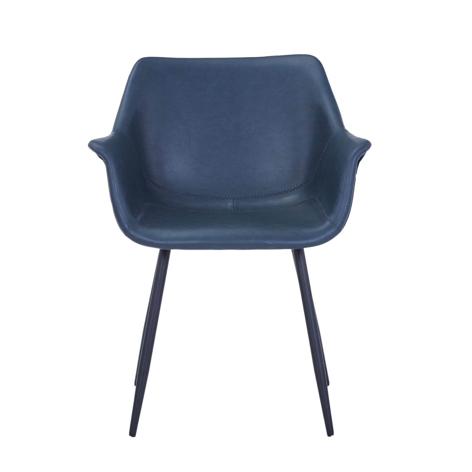 Markley Leather Dining Chair with Powder-Coated Iron Legs