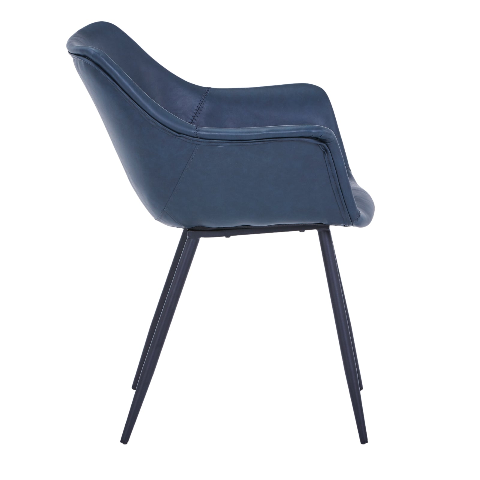 Markley Leather Dining Chair with Powder-Coated Iron Legs