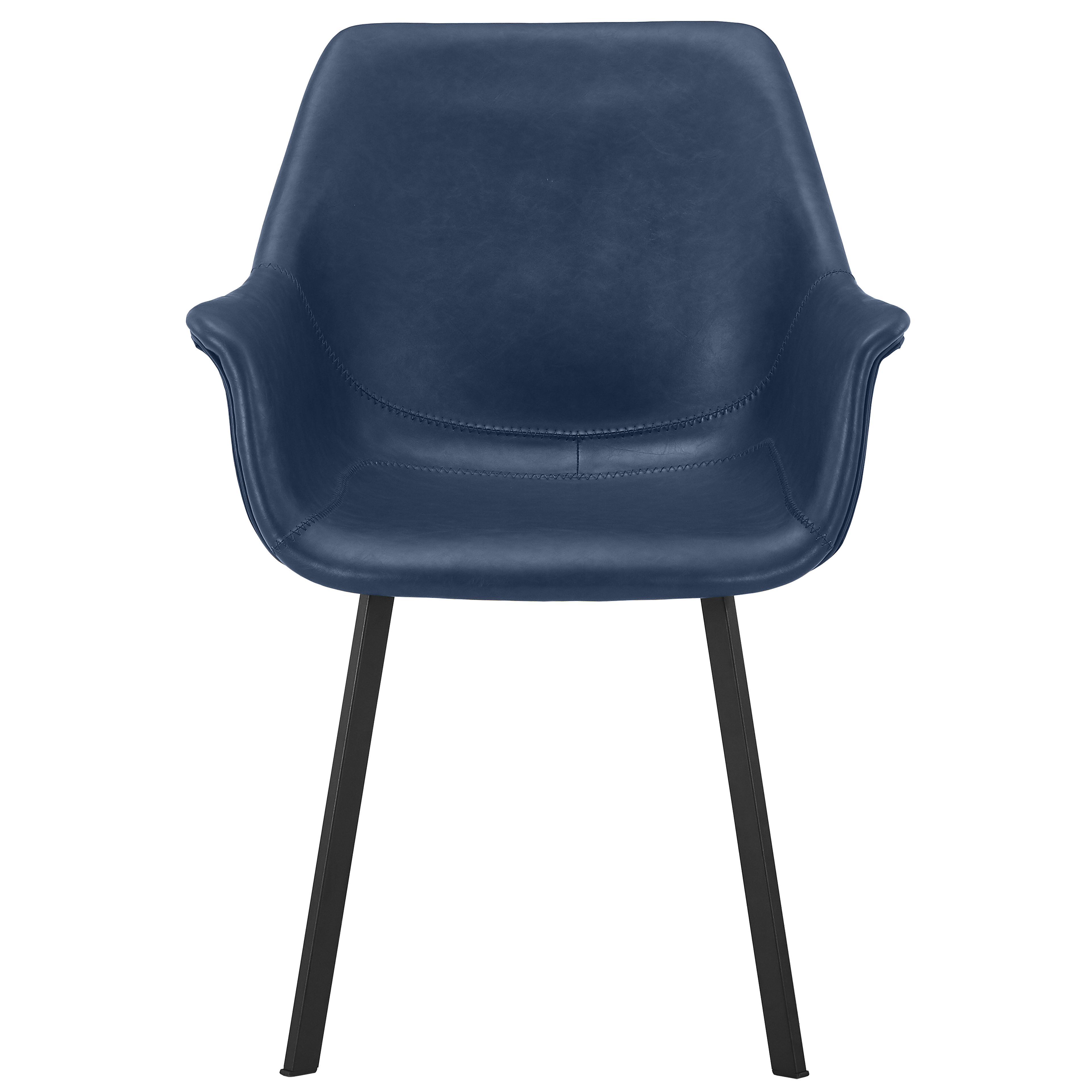 Markley Leather Dining Chair with Powder-Coated Iron Legs
