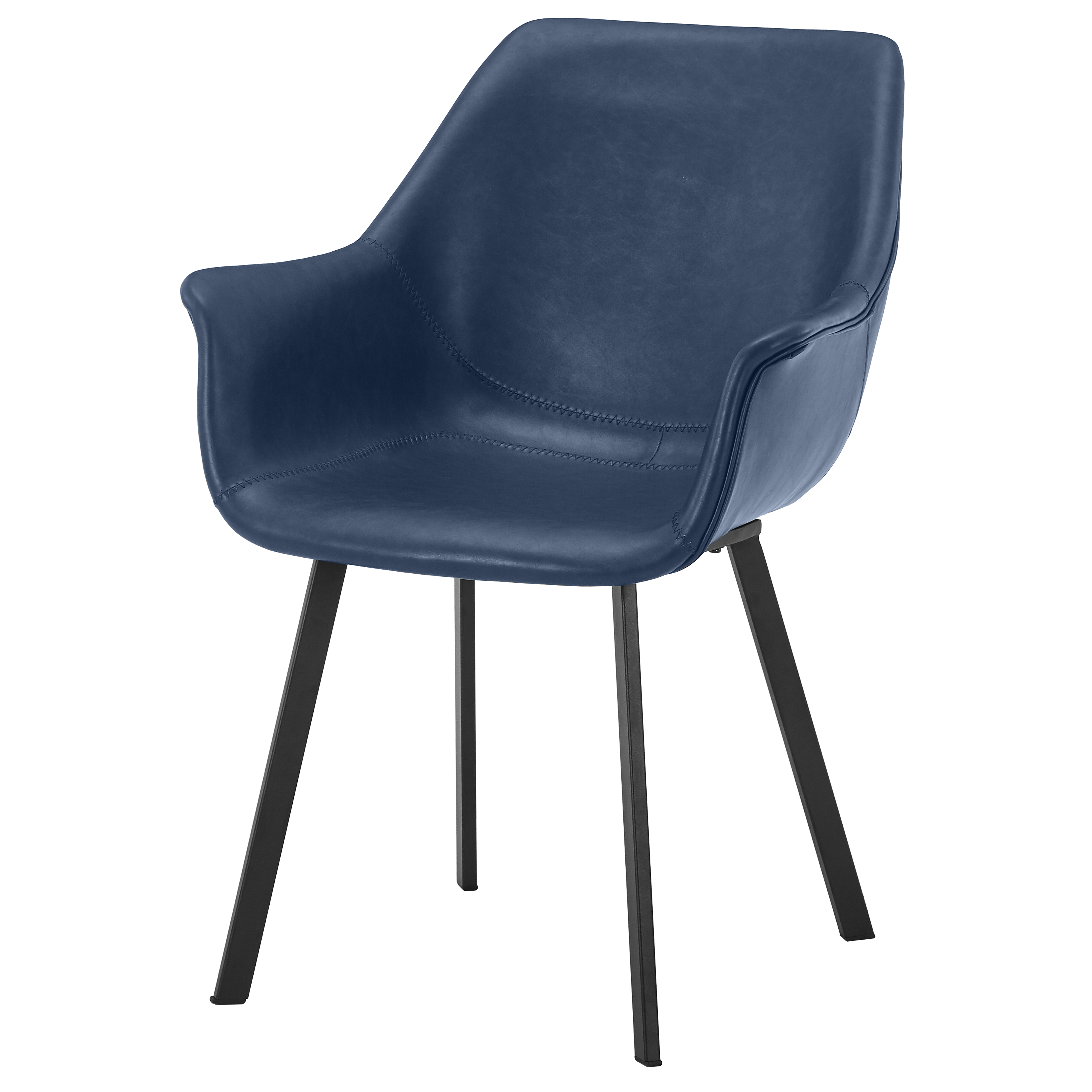 Markley Leather Dining Chair with Powder-Coated Iron Legs