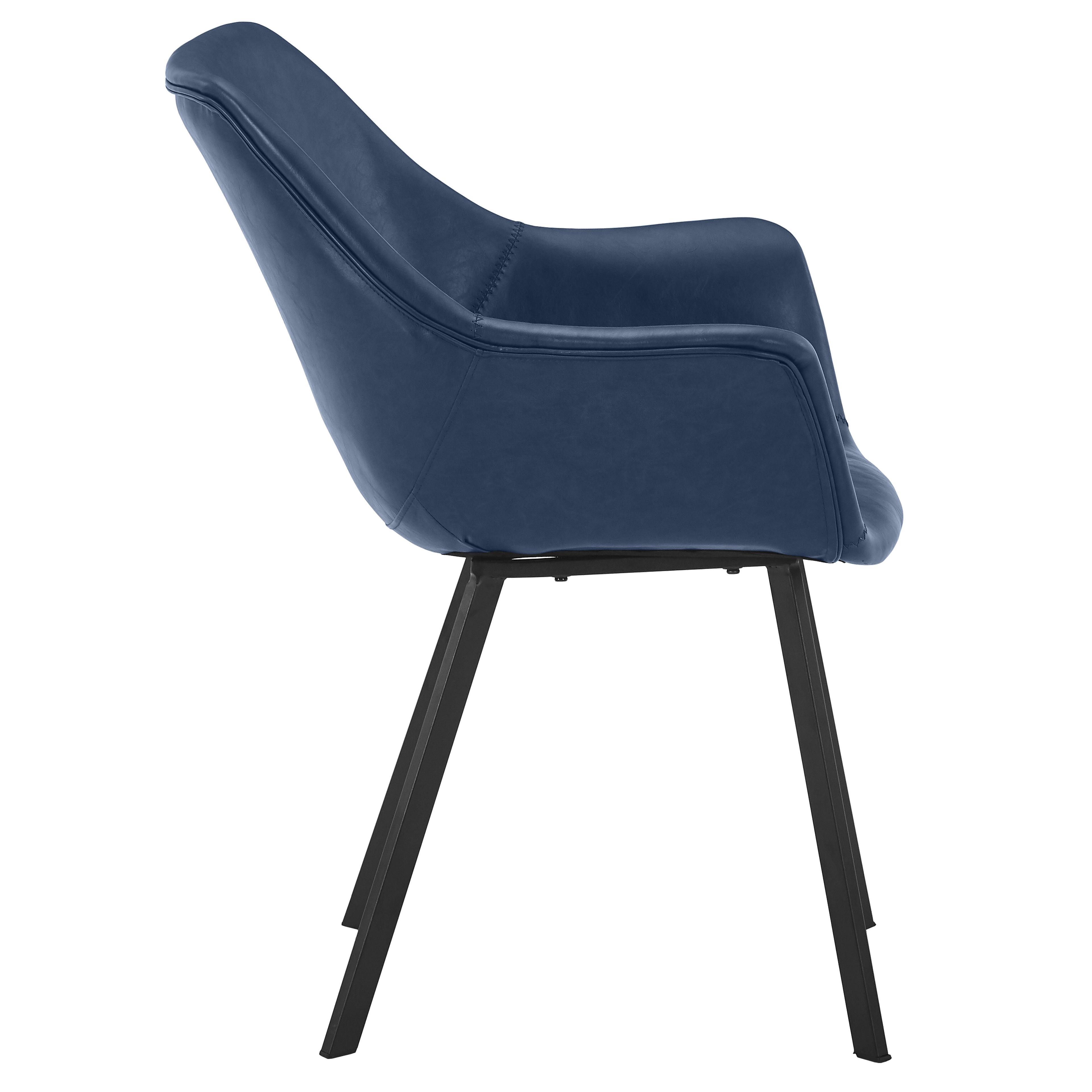 Markley Leather Dining Chair with Powder-Coated Iron Legs