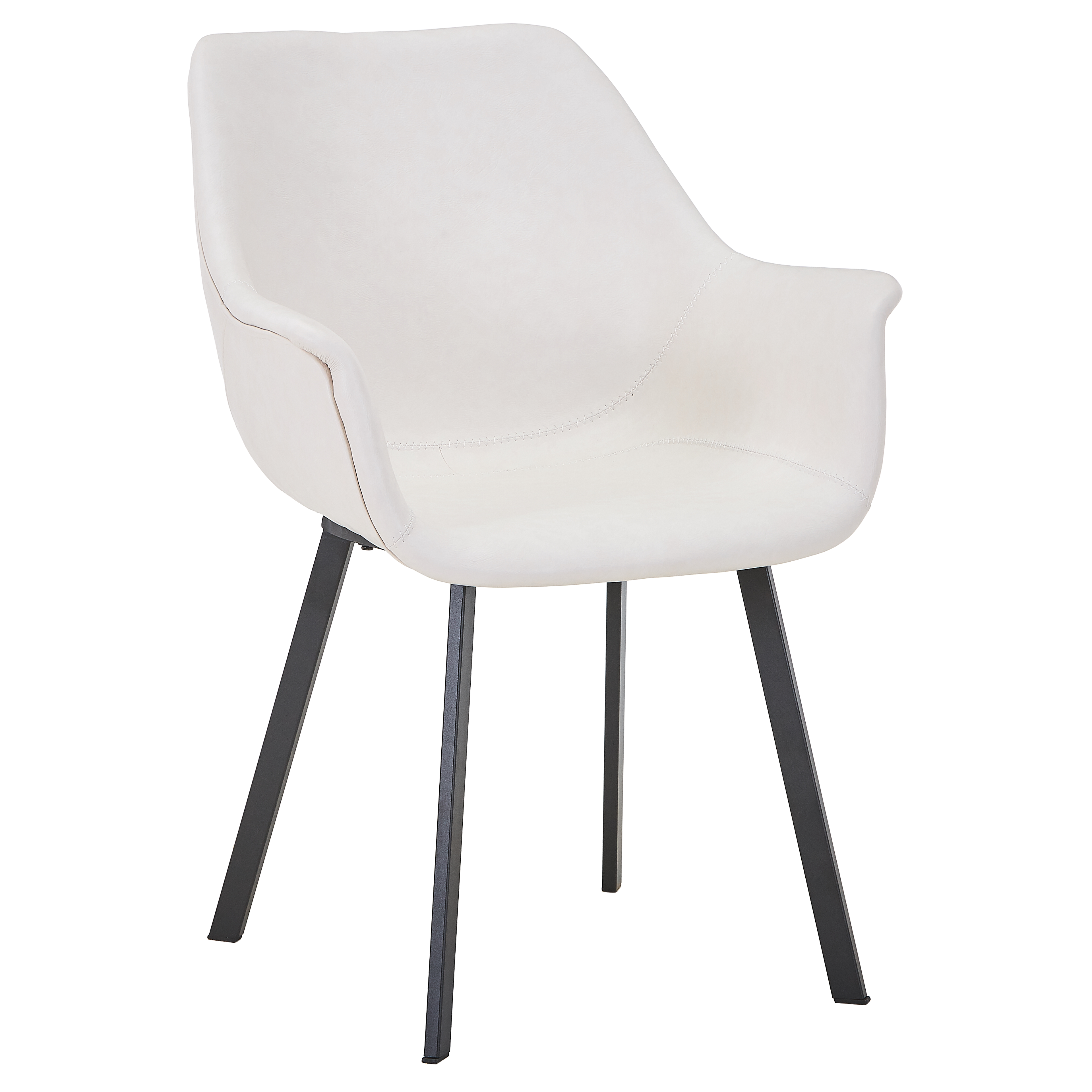 Markley Leather Dining Chair with Powder-Coated Iron Legs