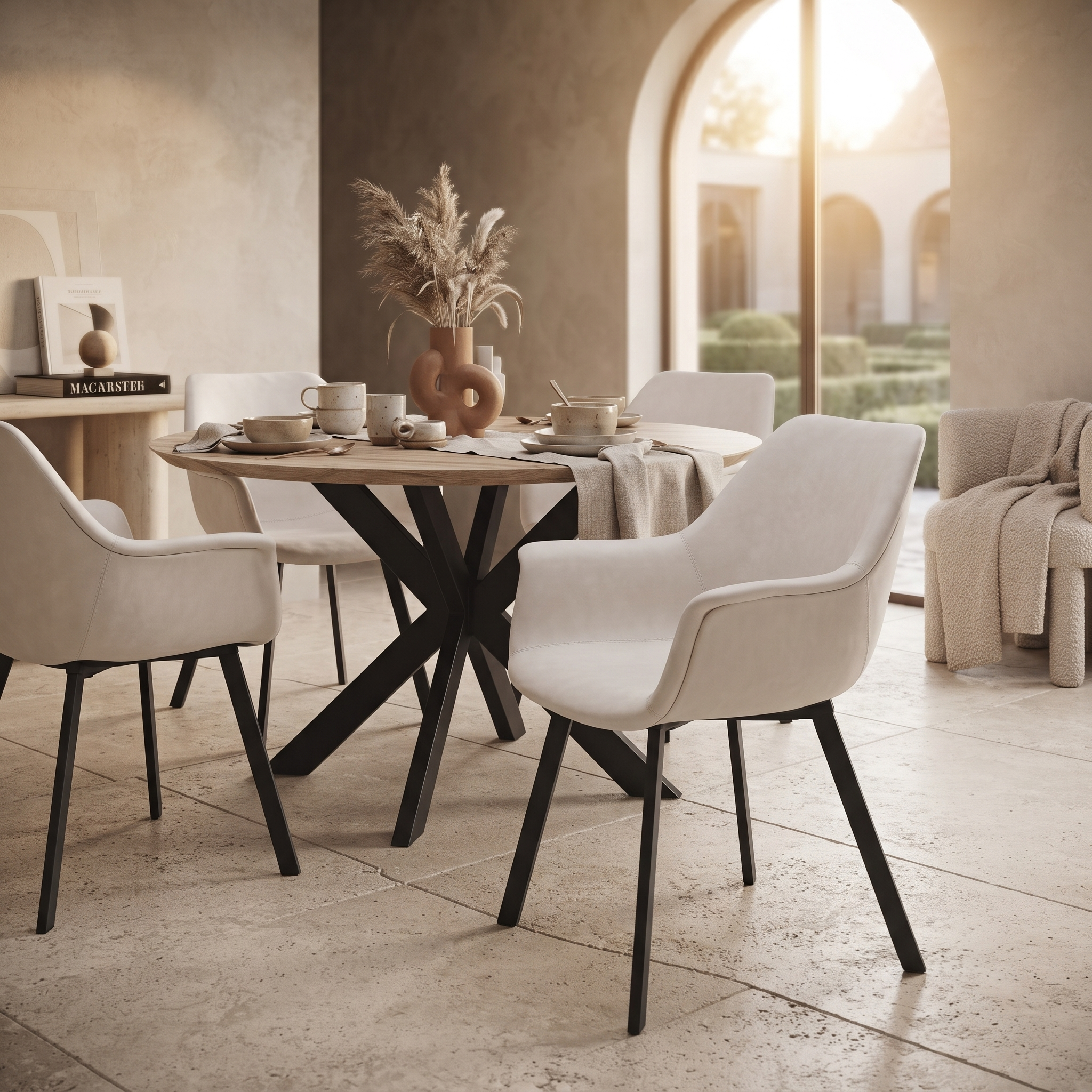 Markley Leather Dining Chair with Powder-Coated Iron Legs