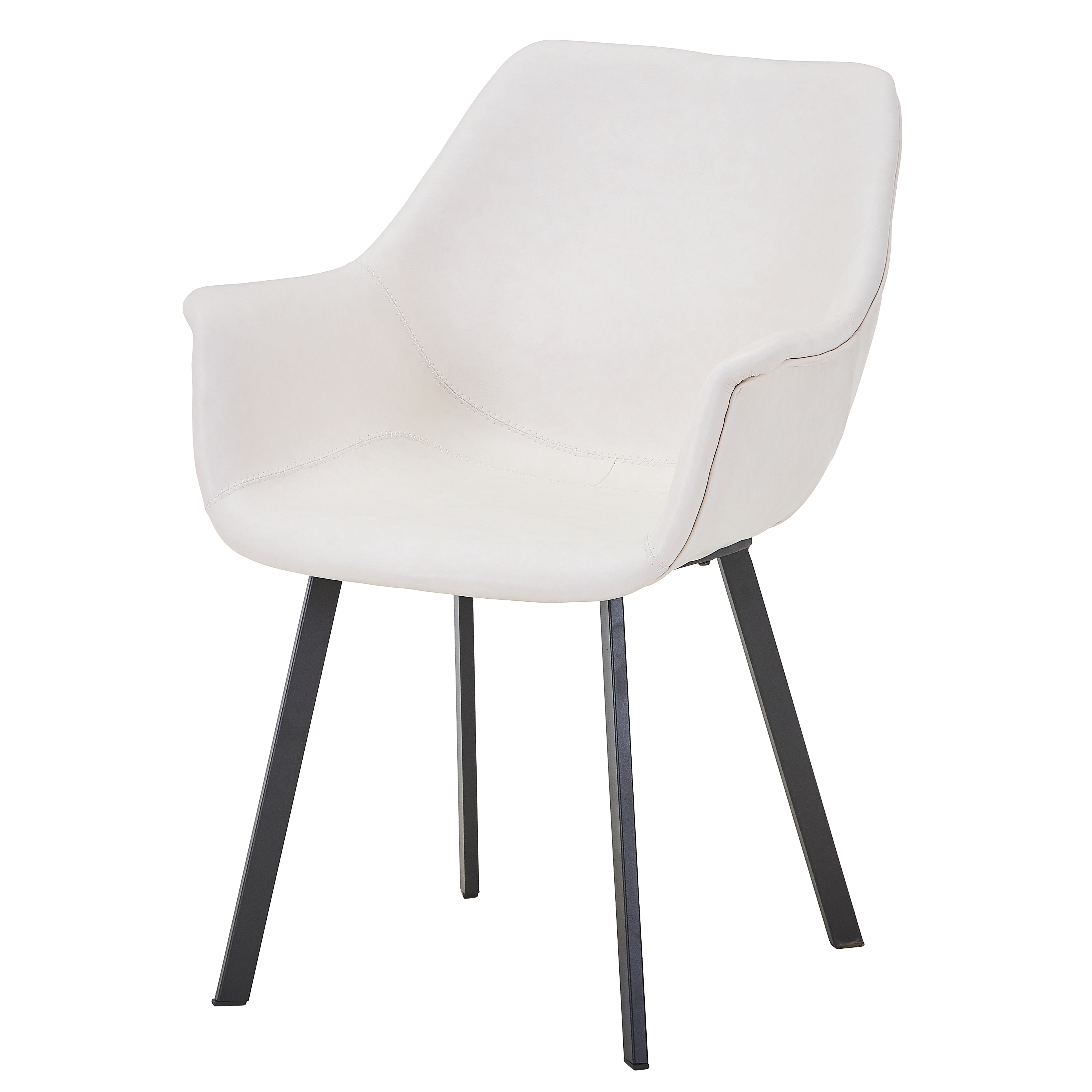 Markley Leather Dining Chair with Powder-Coated Iron Legs