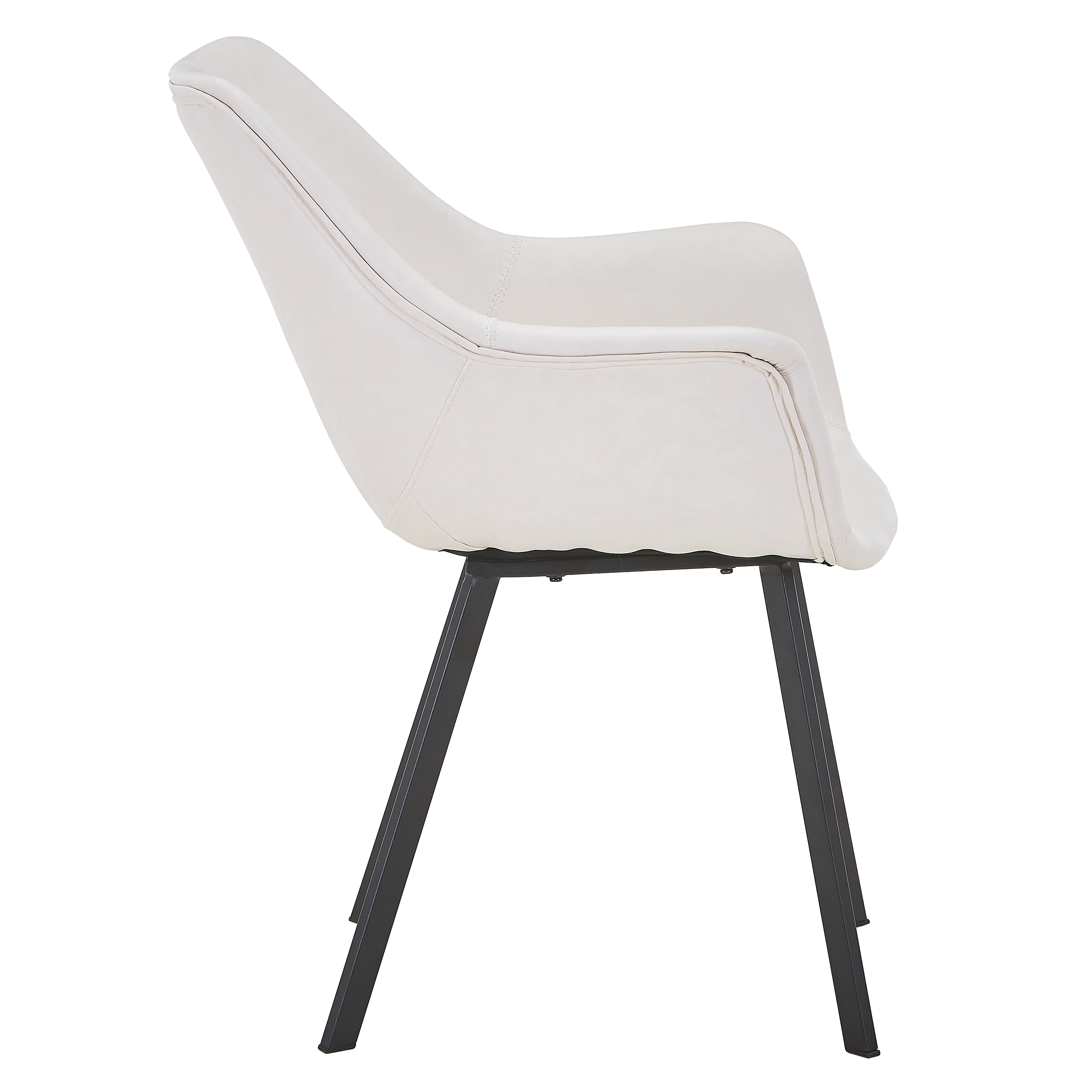 Markley Leather Dining Chair with Powder-Coated Iron Legs