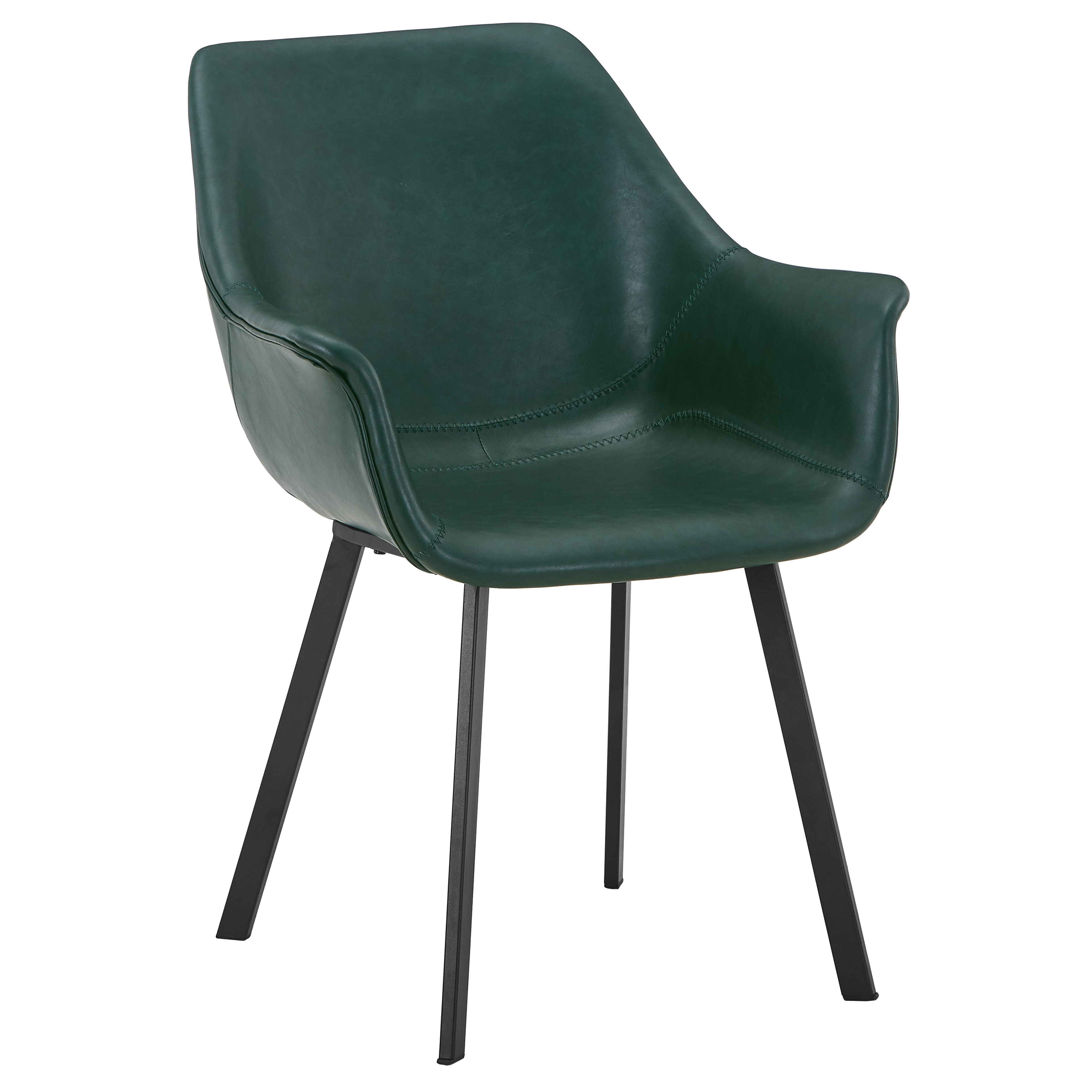 Markley Leather Dining Chair with Powder-Coated Iron Legs