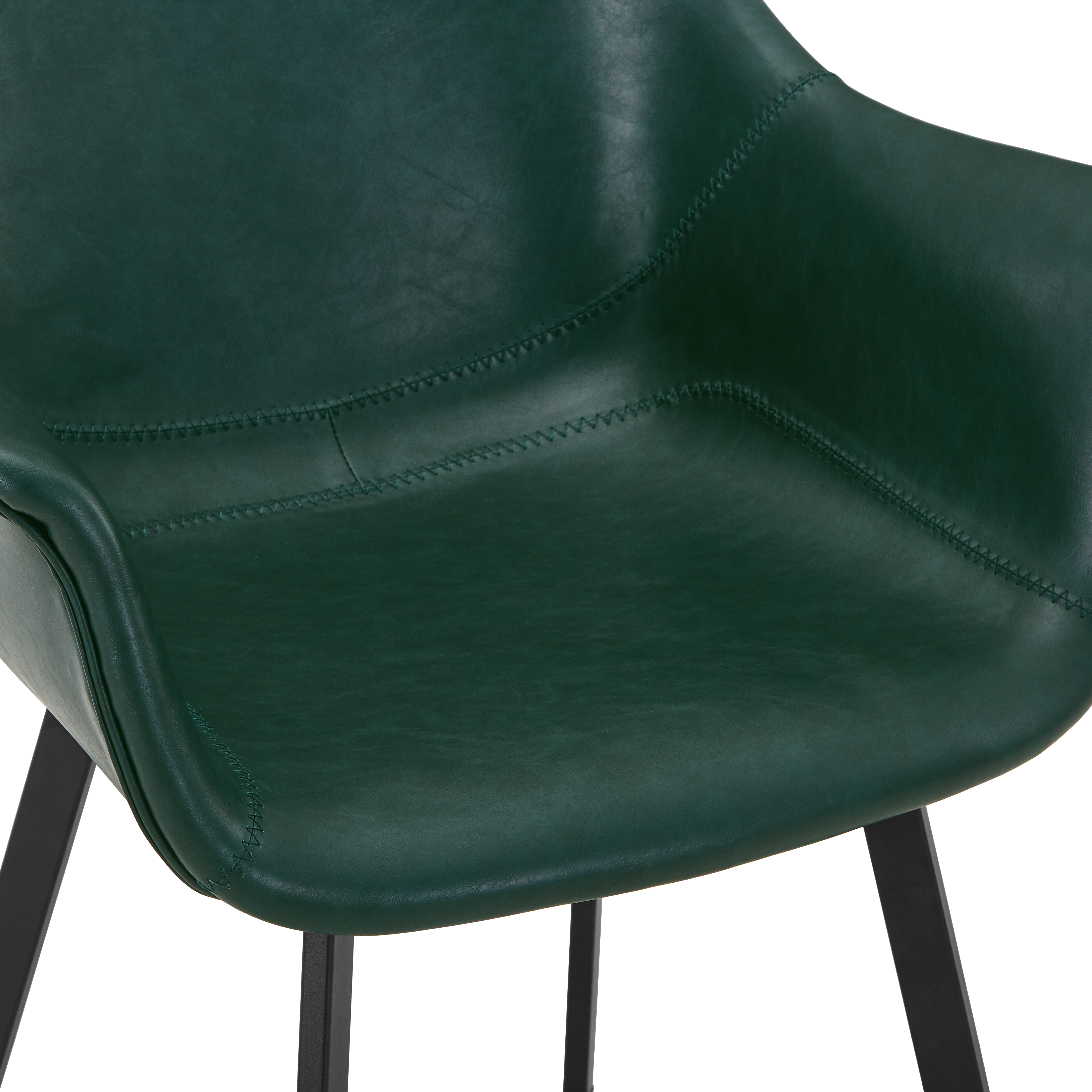 Markley Leather Dining Chair with Powder-Coated Iron Legs