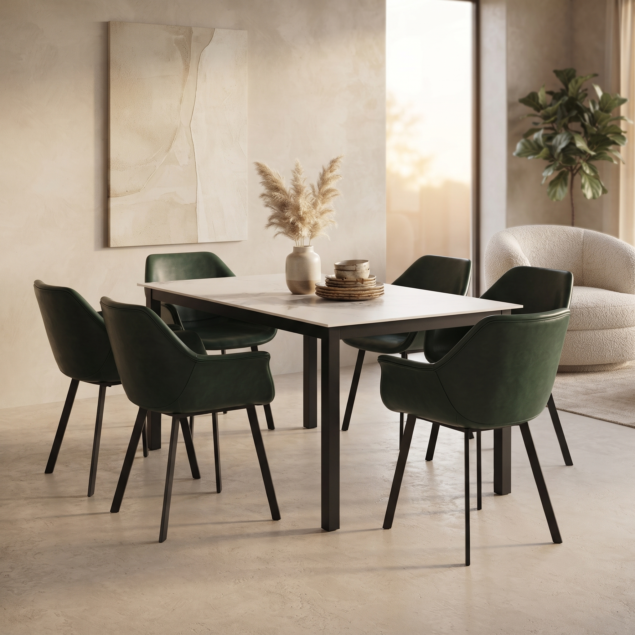 Markley Leather Dining Chair with Powder-Coated Iron Legs
