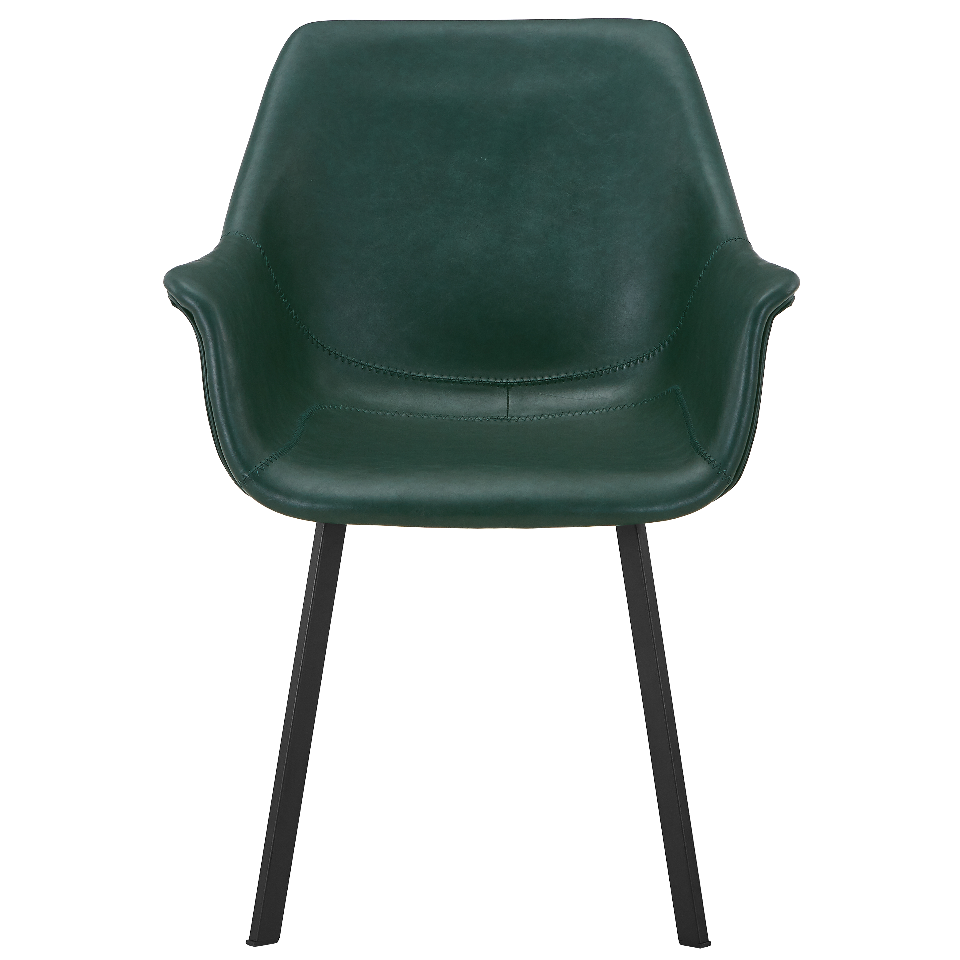 Markley Leather Dining Chair with Powder-Coated Iron Legs