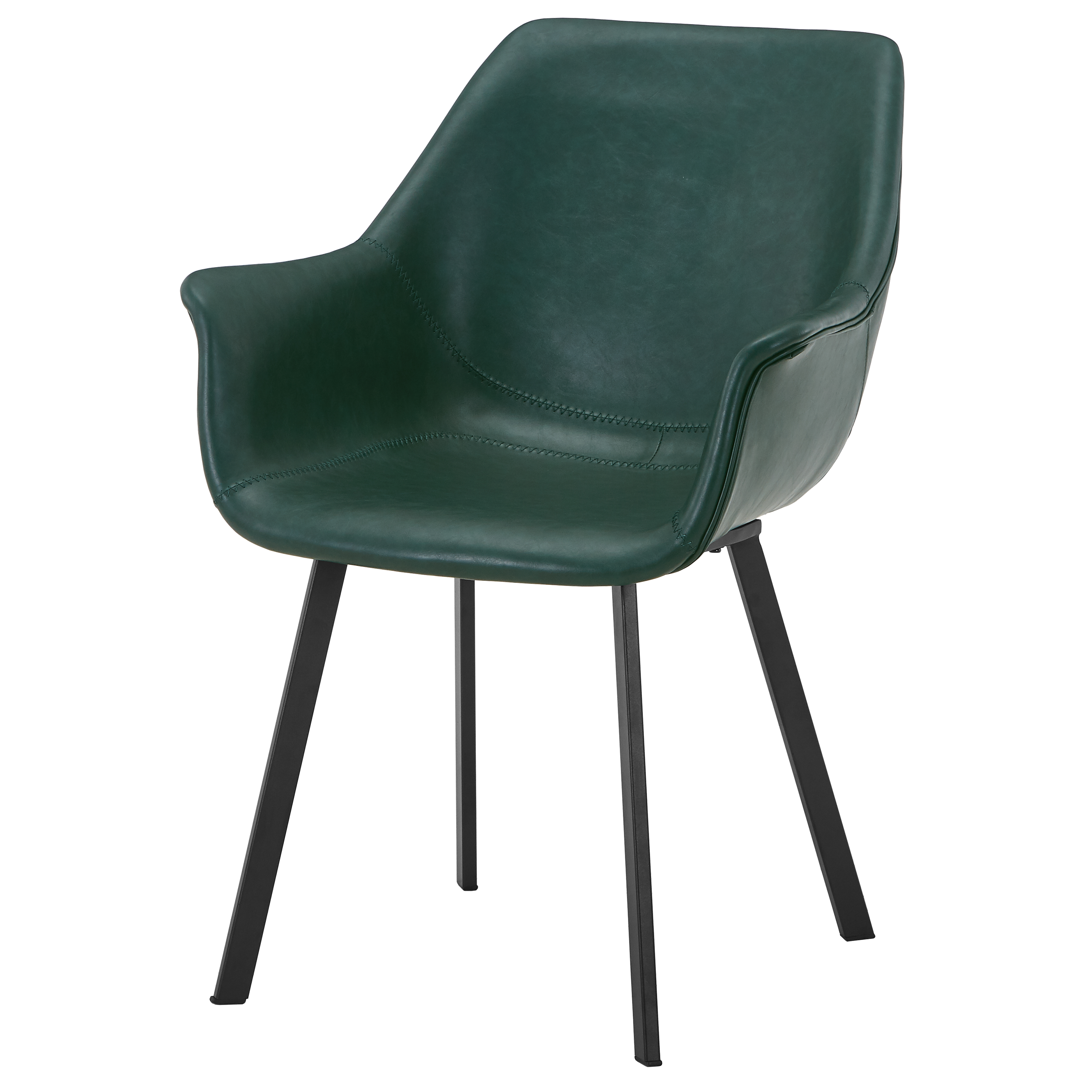 Markley Leather Dining Chair with Powder-Coated Iron Legs