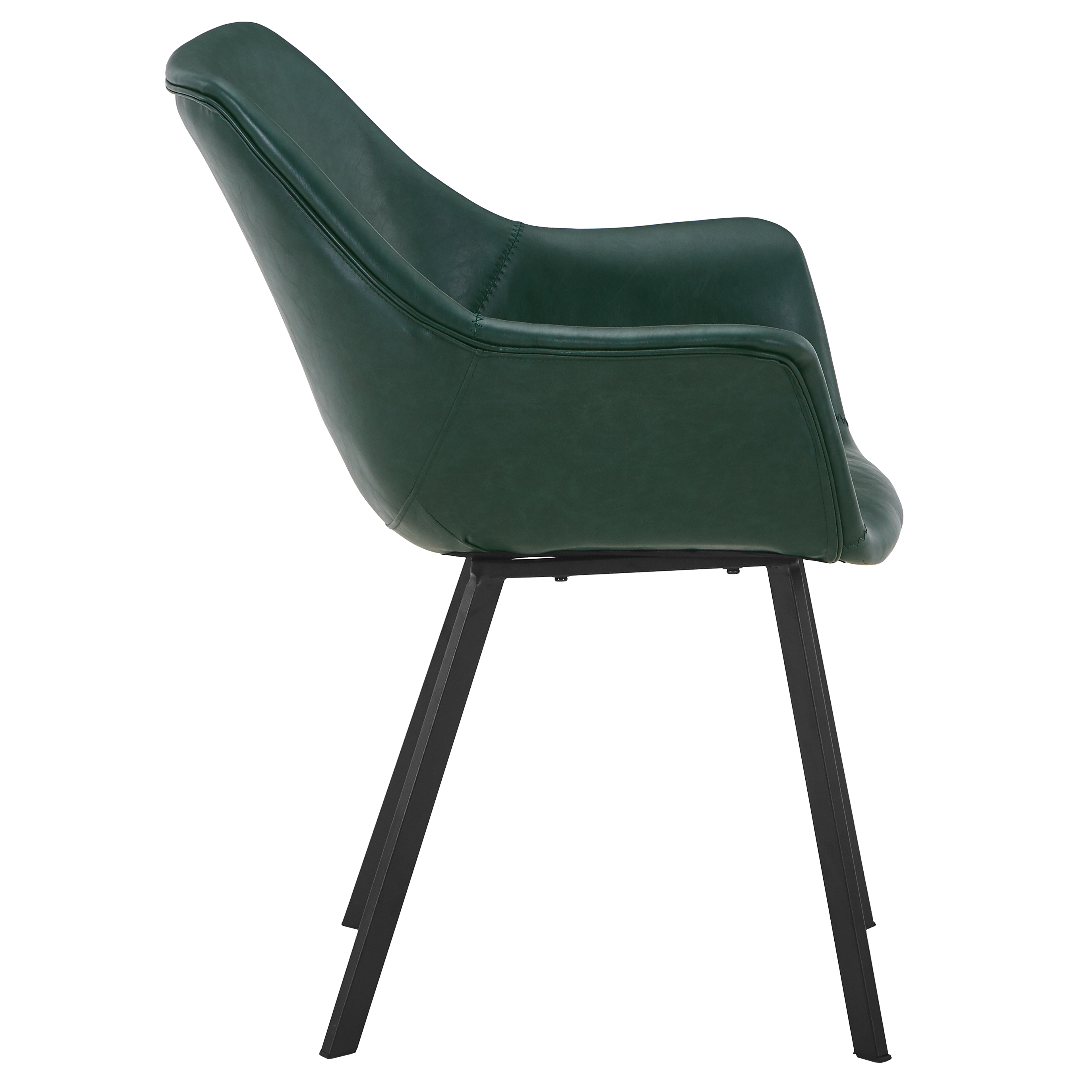 Markley Leather Dining Chair with Powder-Coated Iron Legs