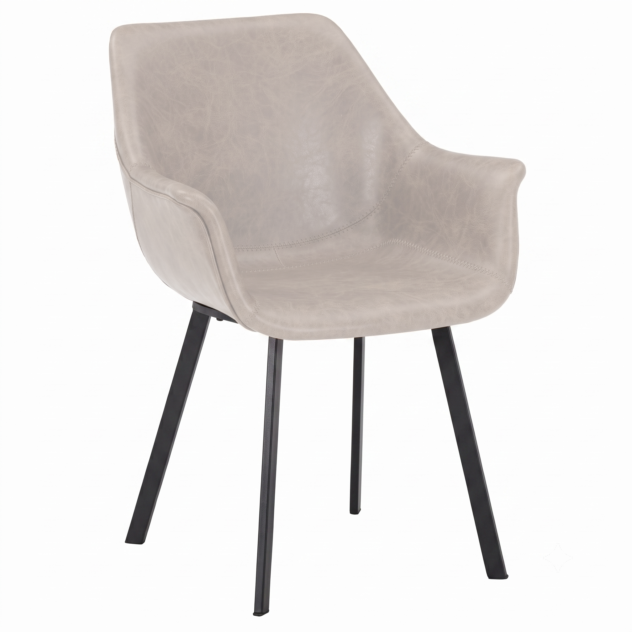 Markley Leather Dining Chair with Powder-Coated Iron Legs