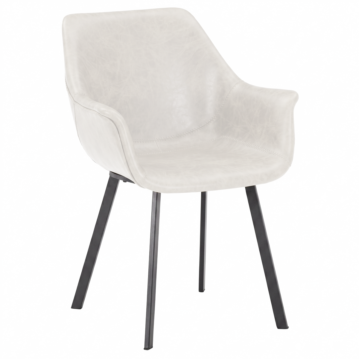 Markley Leather Dining Chair with Powder-Coated Iron Legs