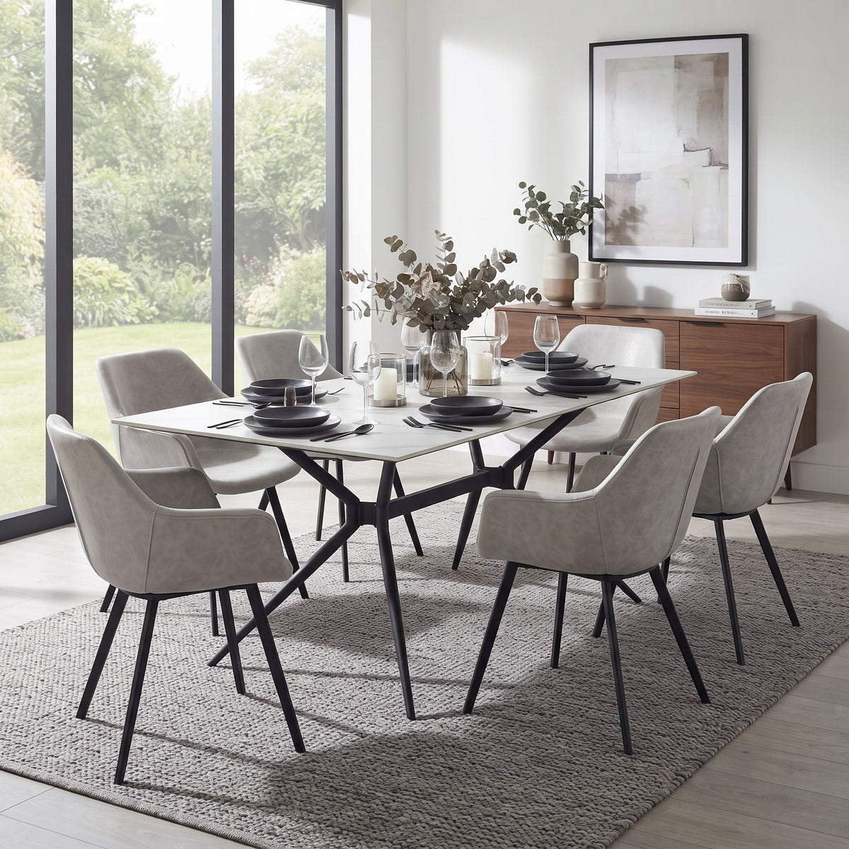Markley Leather Dining Chair with Powder-Coated Iron Legs