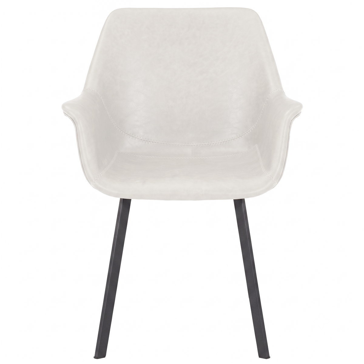 Markley Leather Dining Chair with Powder-Coated Iron Legs