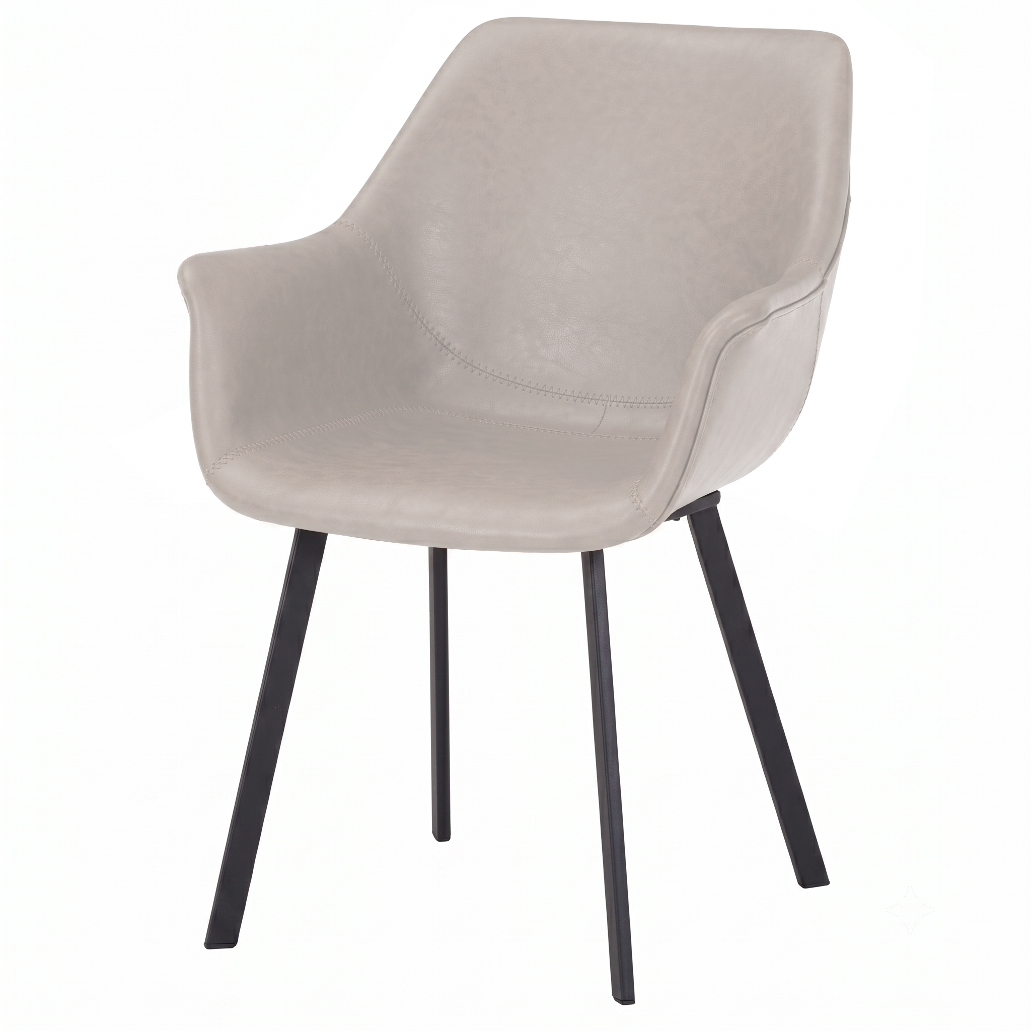 Markley Leather Dining Chair with Powder-Coated Iron Legs