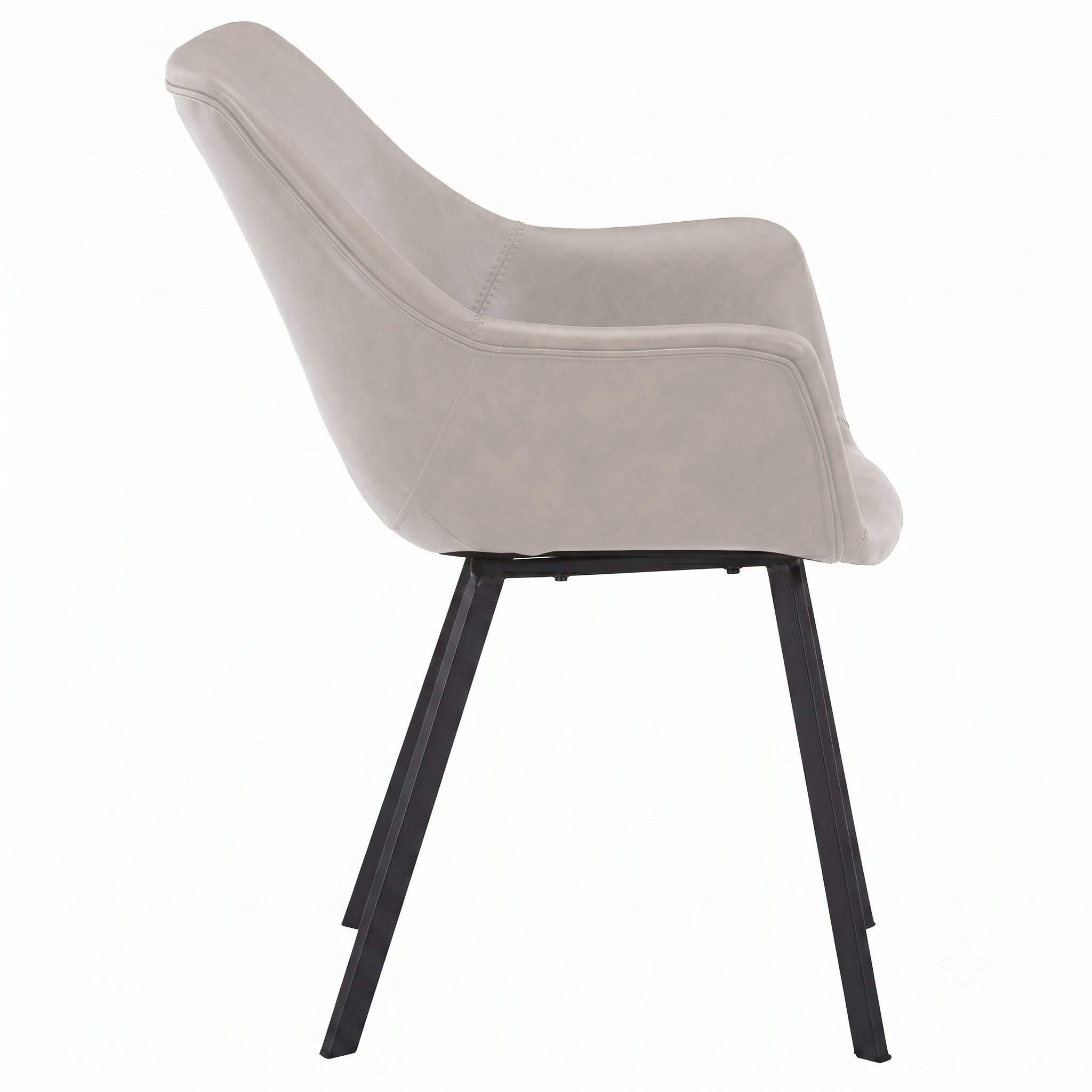 Markley Leather Dining Chair with Powder-Coated Iron Legs
