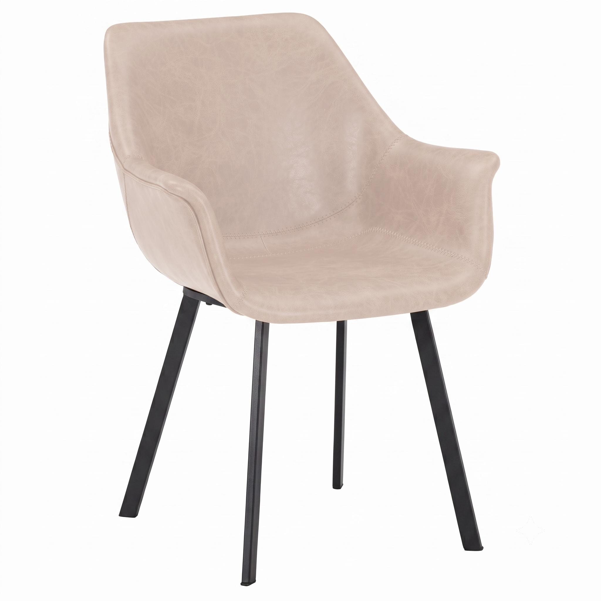 Markley Leather Dining Chair with Powder-Coated Iron Legs