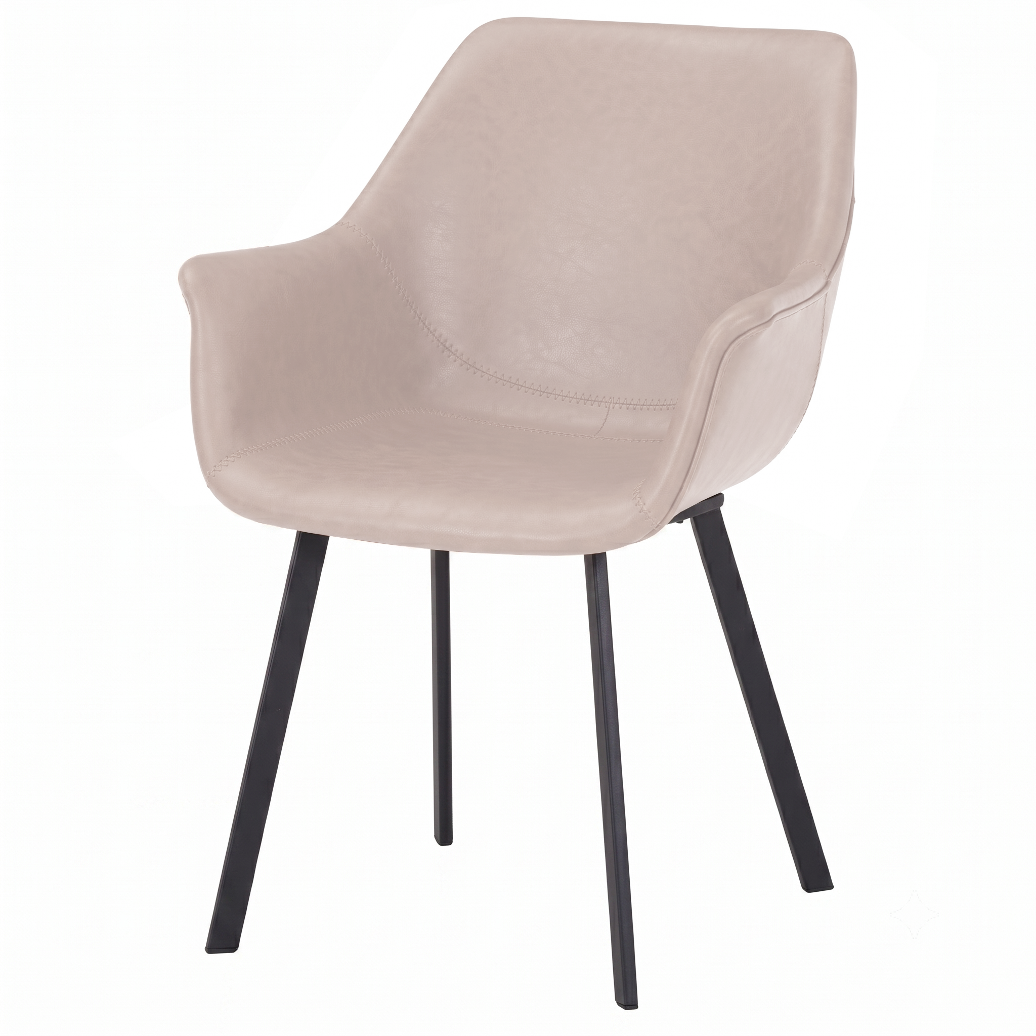 Markley Leather Dining Chair with Powder-Coated Iron Legs